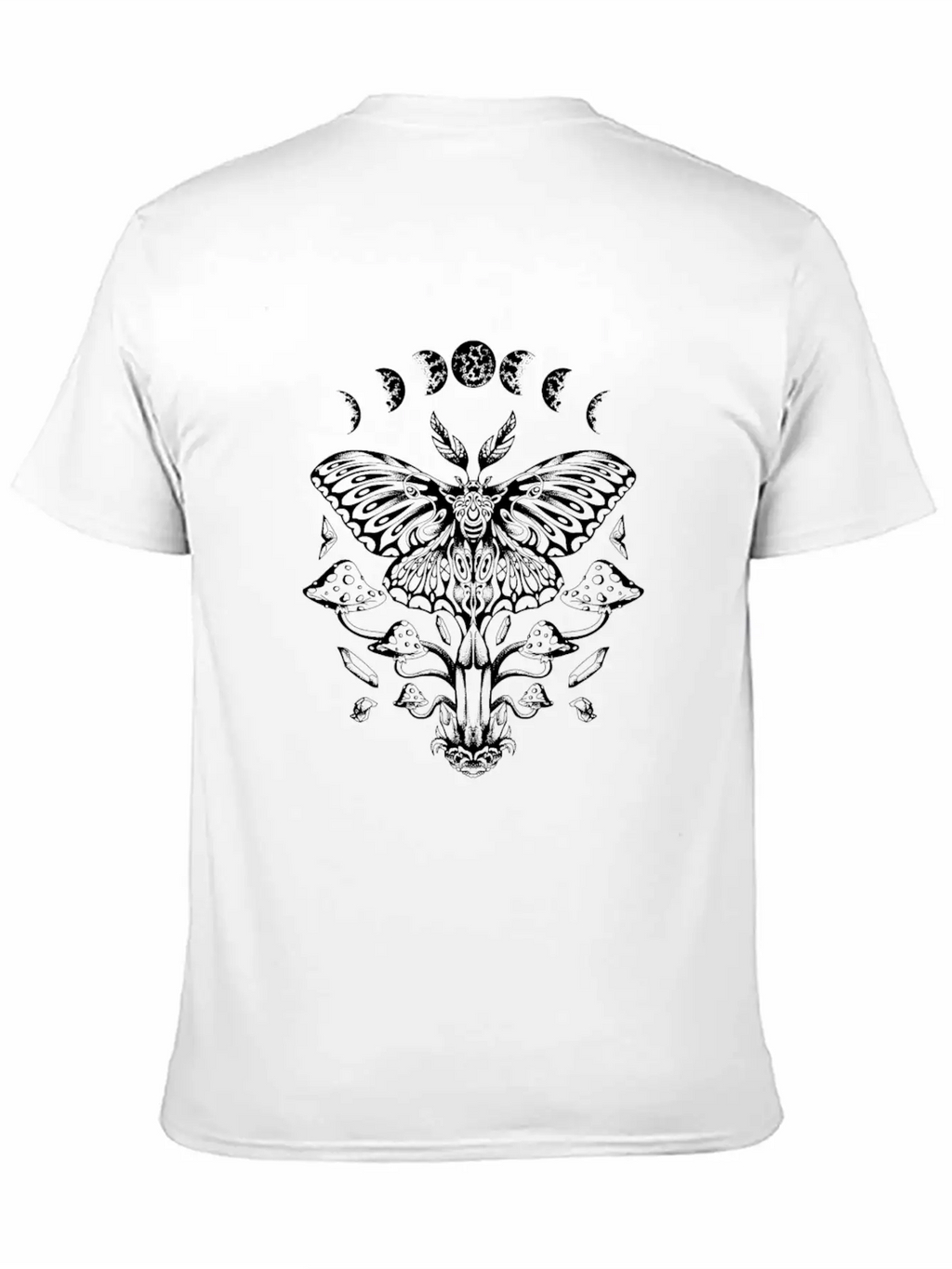 Mystical Luna Moth And Mushrooms With Moon Phases Timeless Short Sleeve Tee – Comfy And Minimalist Design