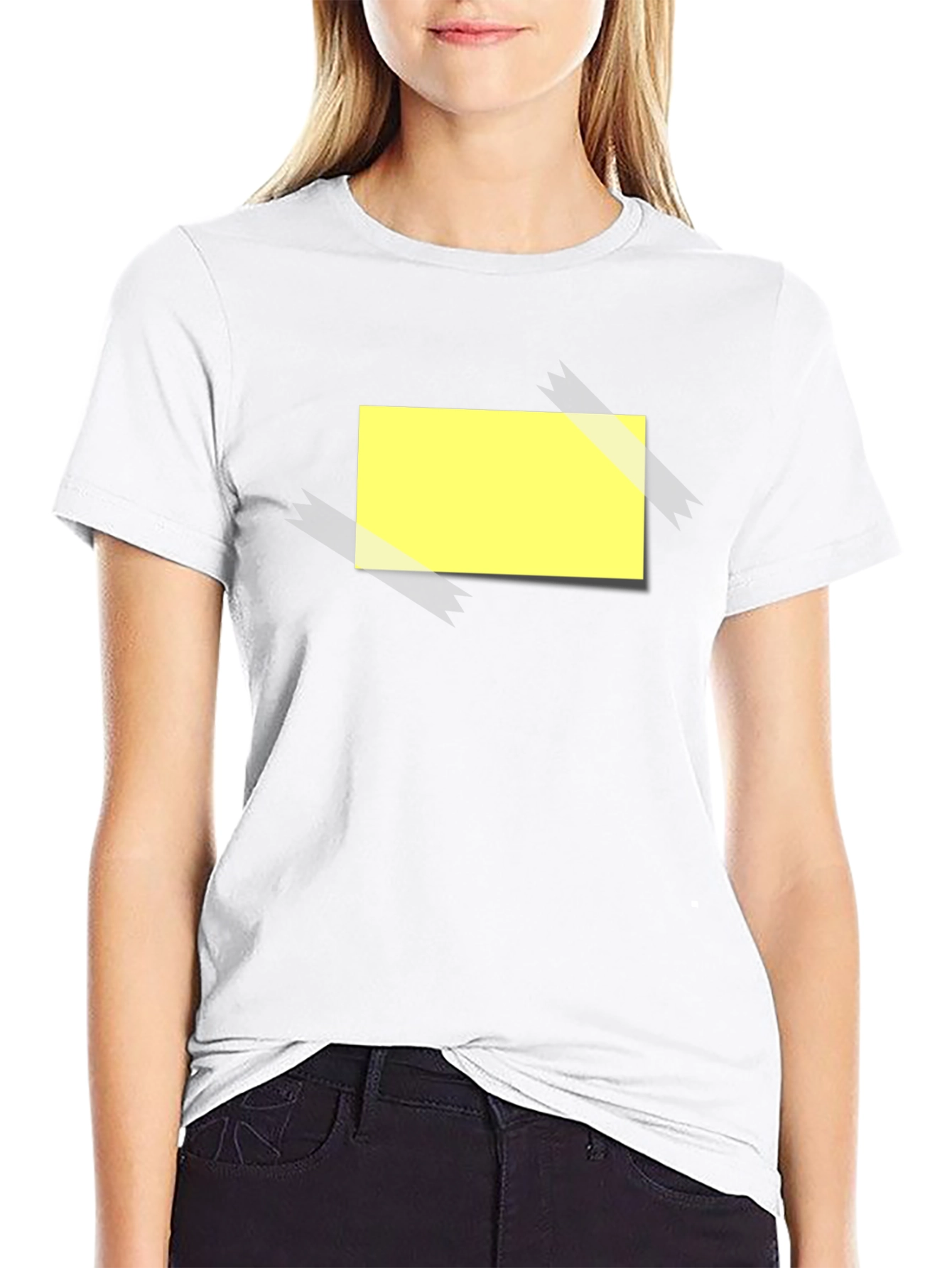 Mens Black T-Shirt with Yellow Sticky Note Design