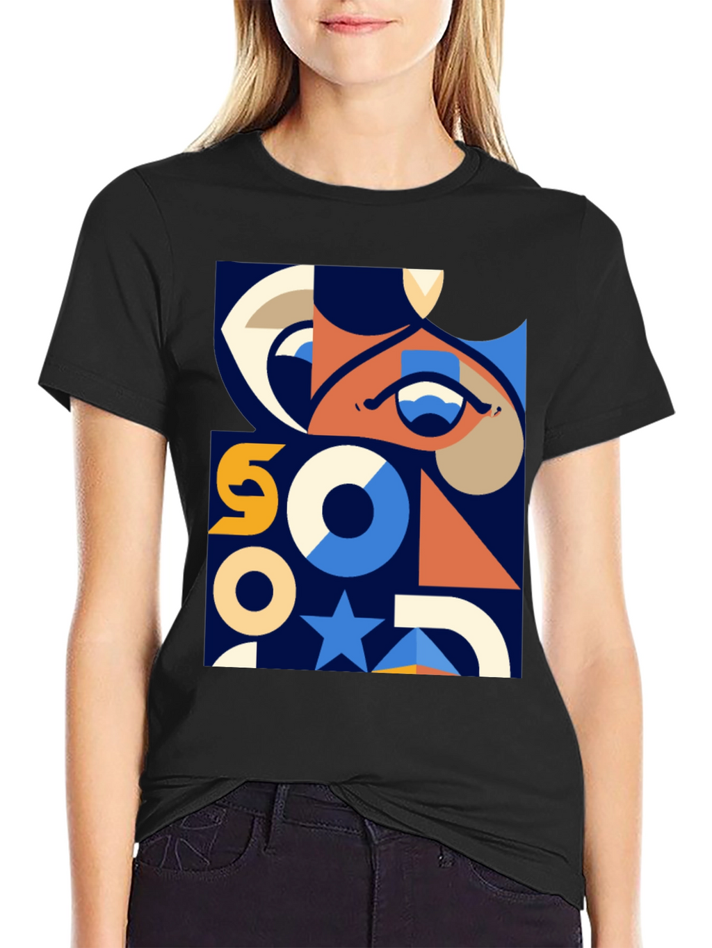 Geometric Graphic Print T-Shirt - Modern Art Tee