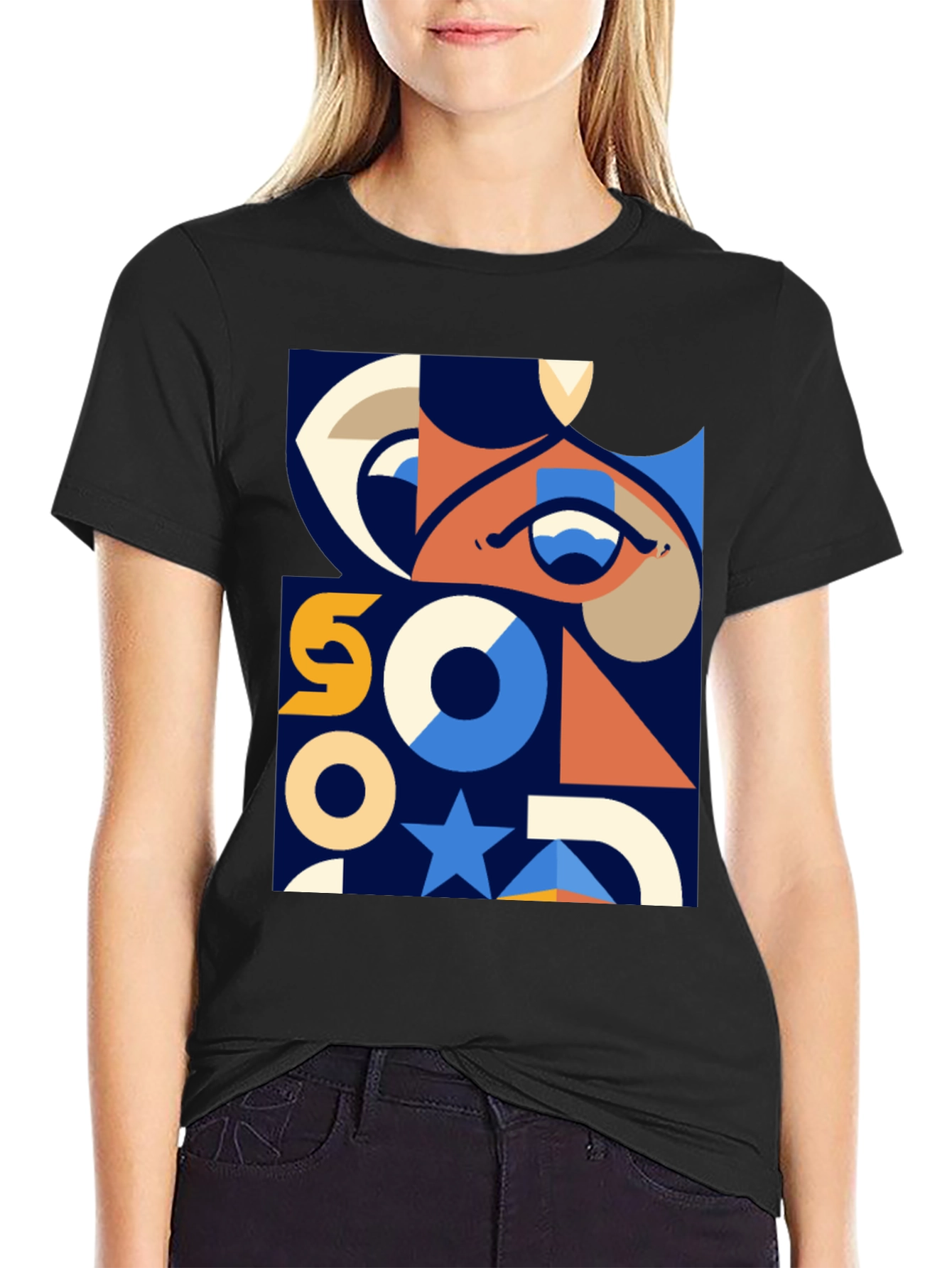 Geometric Graphic Print T-Shirt - Modern Art Tee