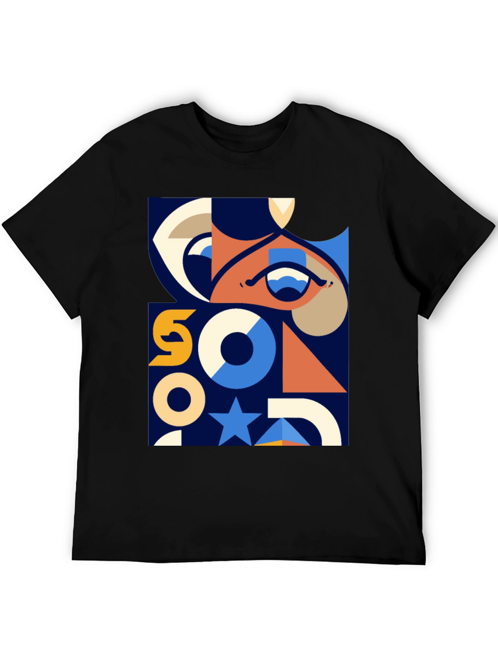Geometric Graphic Print T-Shirt - Modern Art Tee