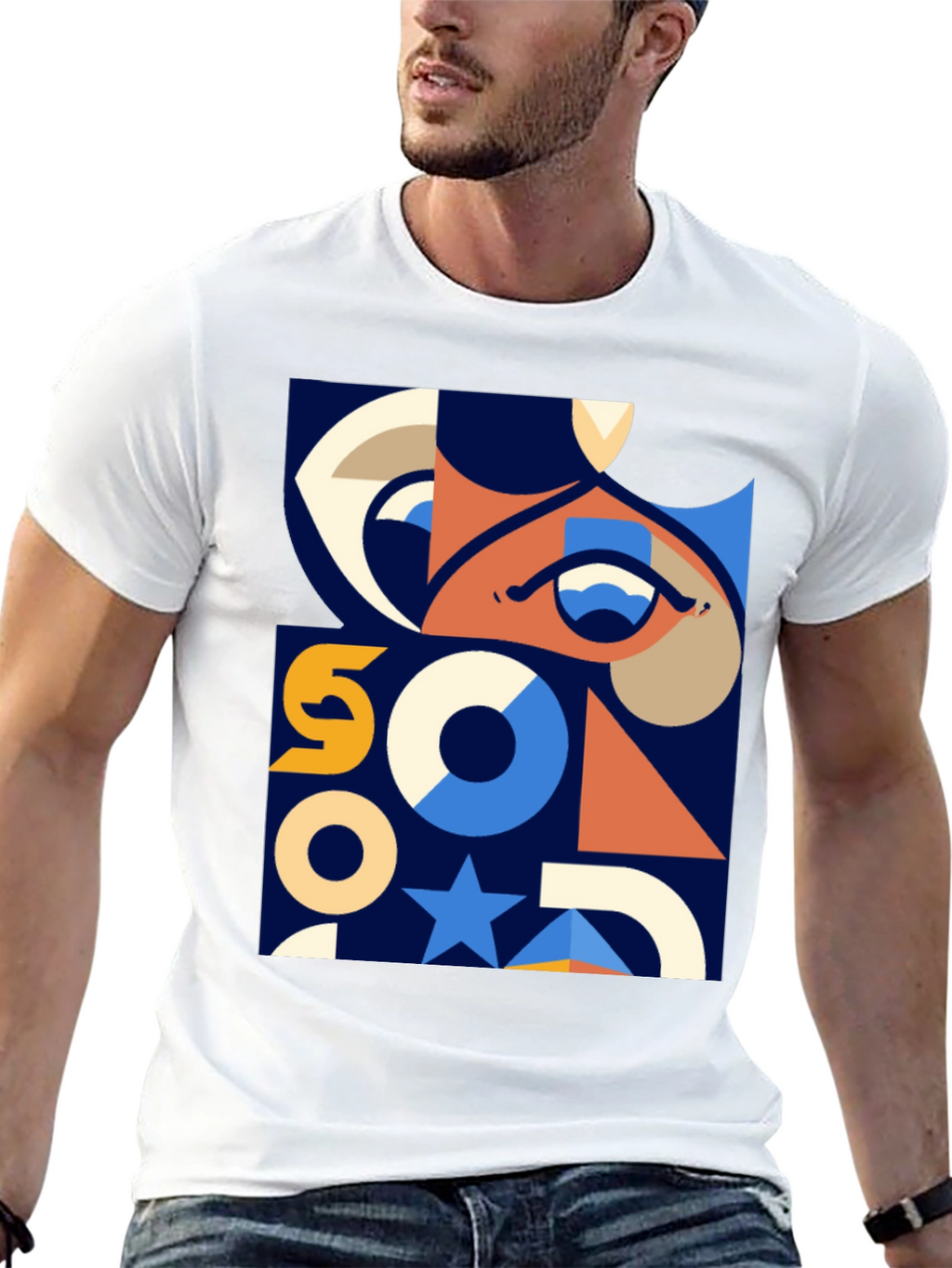 Geometric Graphic Print T-Shirt - Modern Art Tee