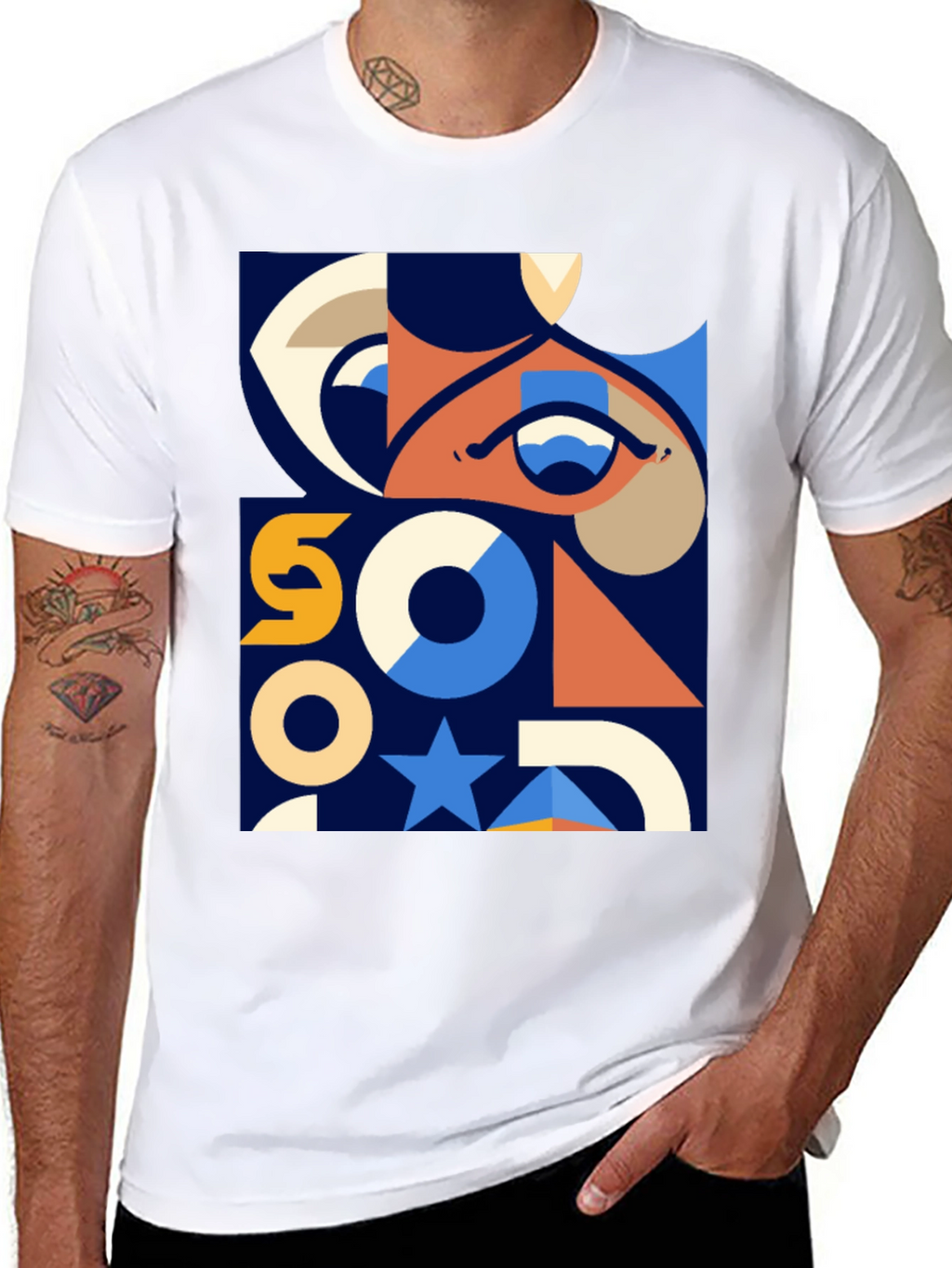 Geometric Graphic Print T-Shirt - Modern Art Tee