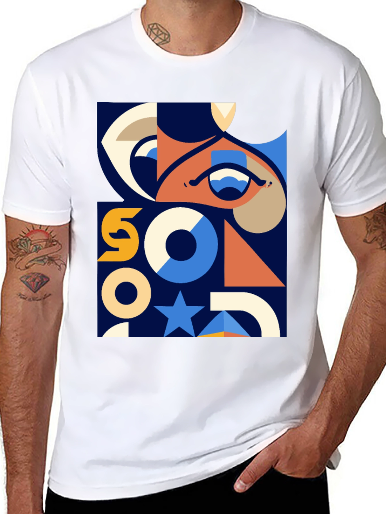 Geometric Graphic Print T-Shirt - Modern Art Tee