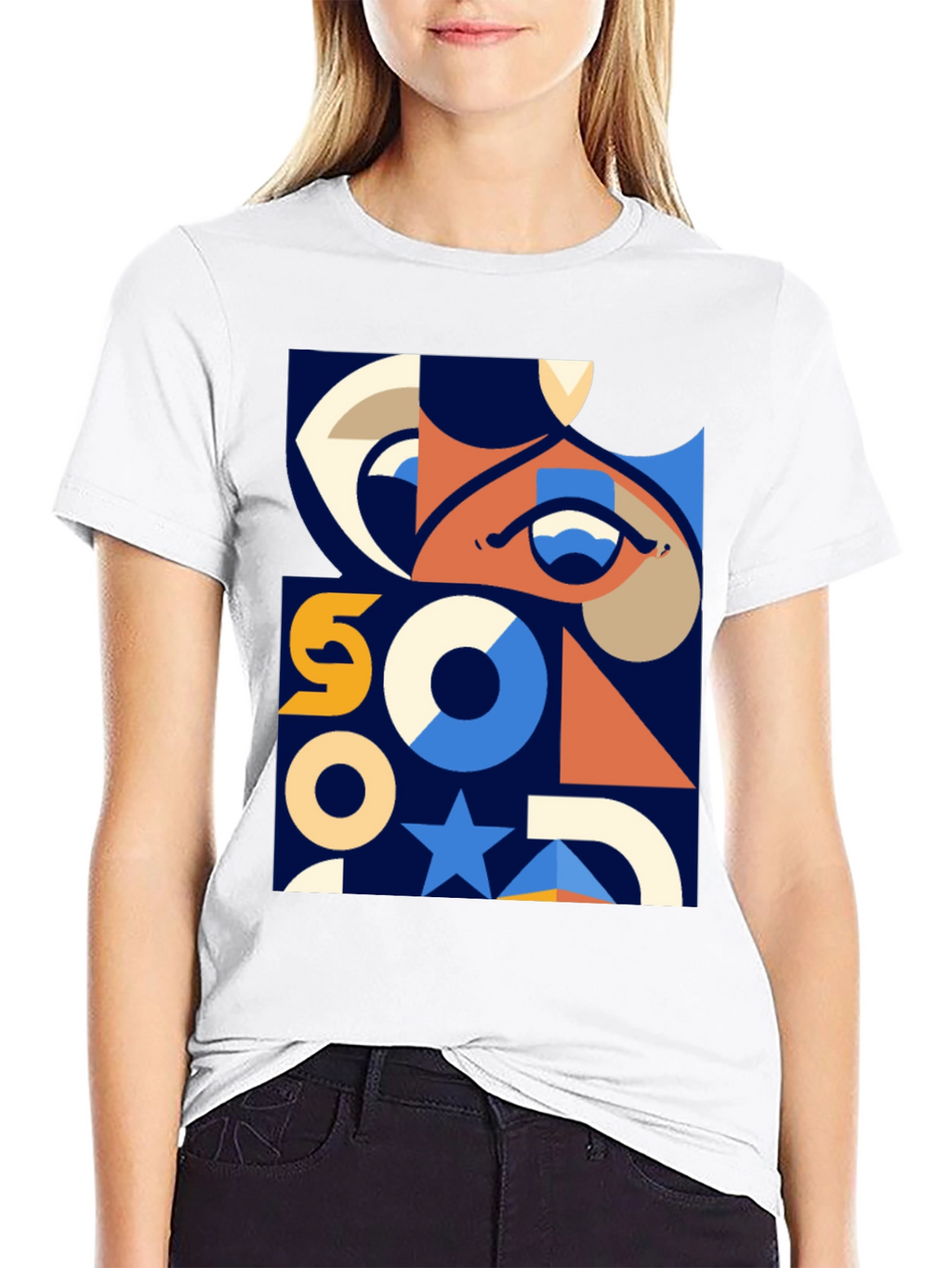 Geometric Graphic Print T-Shirt - Modern Art Tee
