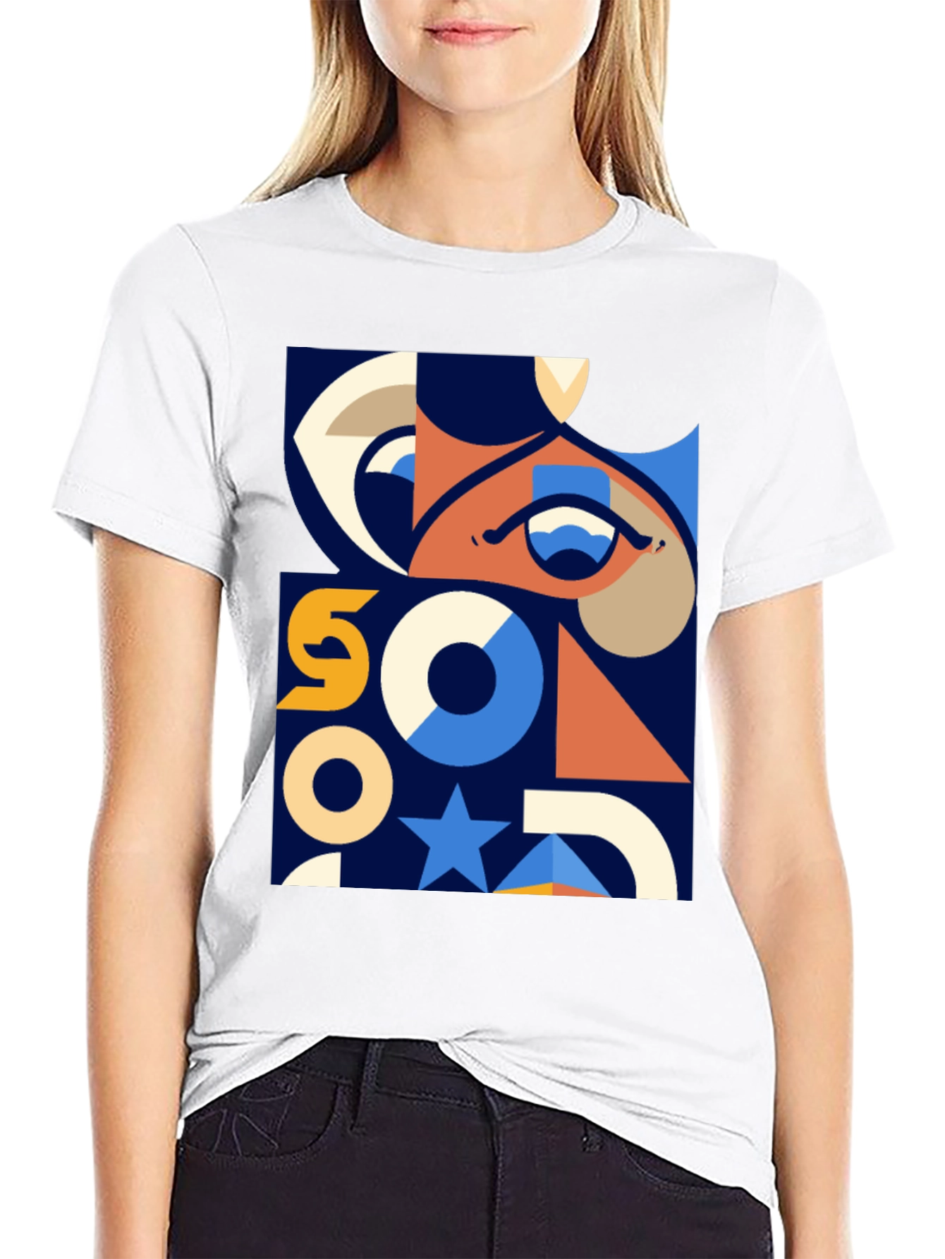Geometric Graphic Print T-Shirt - Modern Art Tee