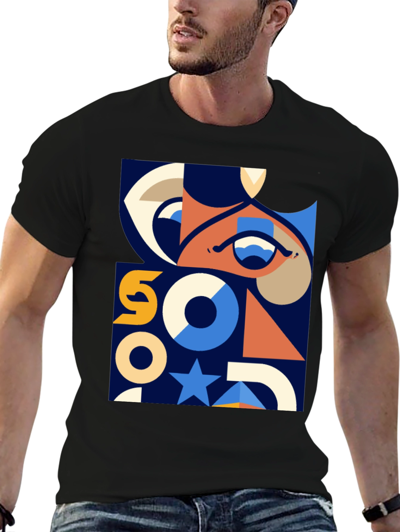 Geometric Graphic Print T-Shirt - Modern Art Tee