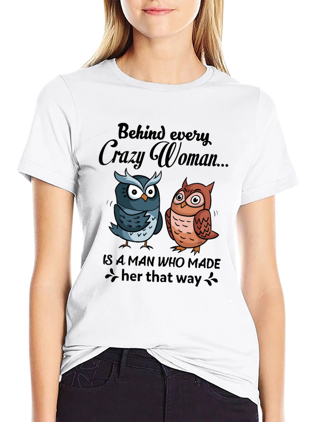 Crazy Woman Owl Graphic Tee