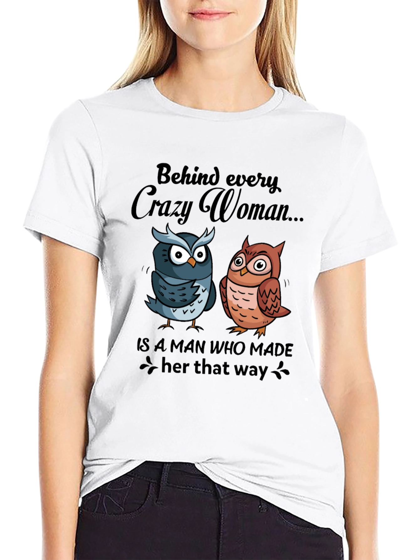 Crazy Woman Owl Graphic Tee