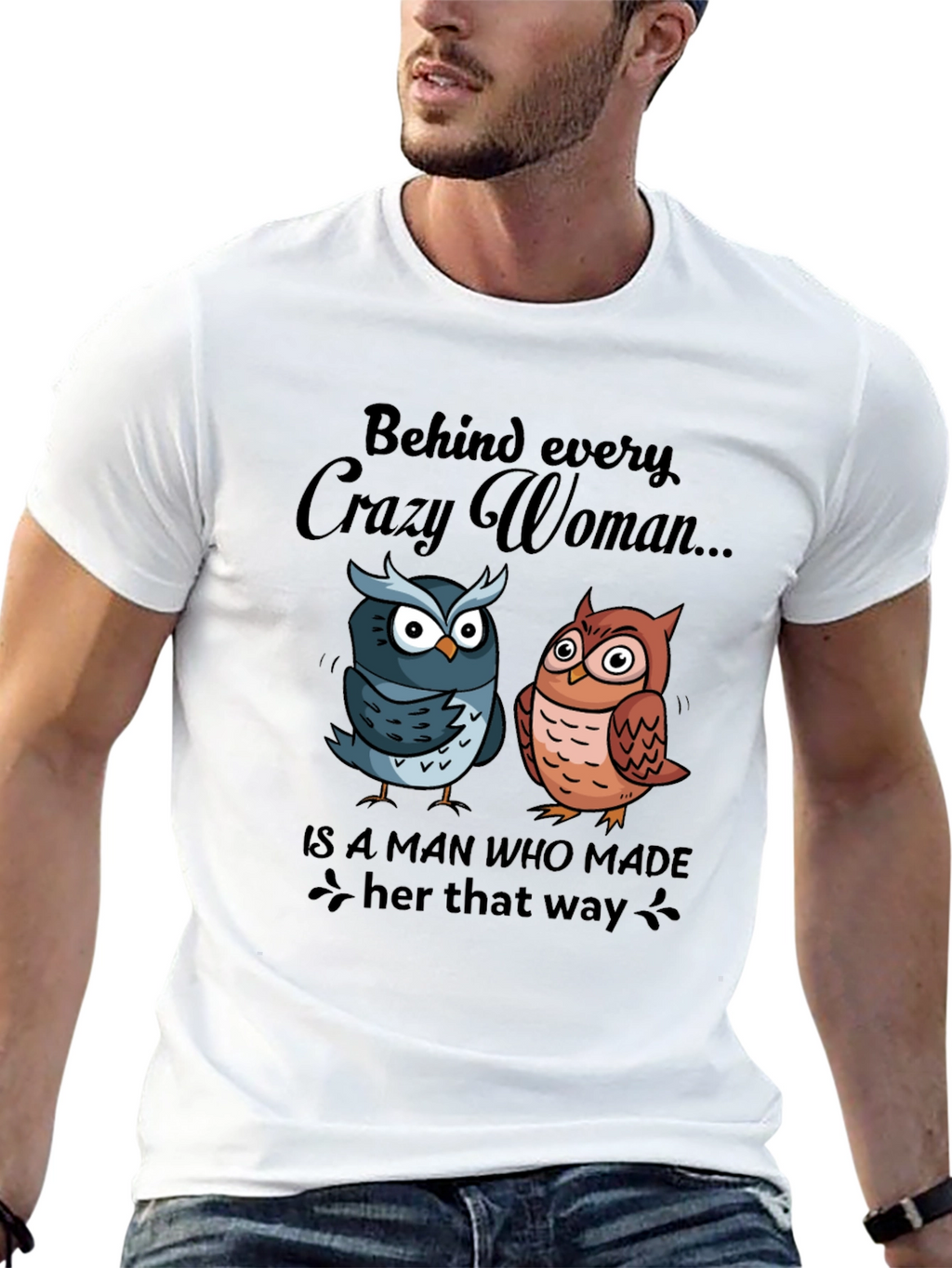 Crazy Woman Owl Graphic Tee