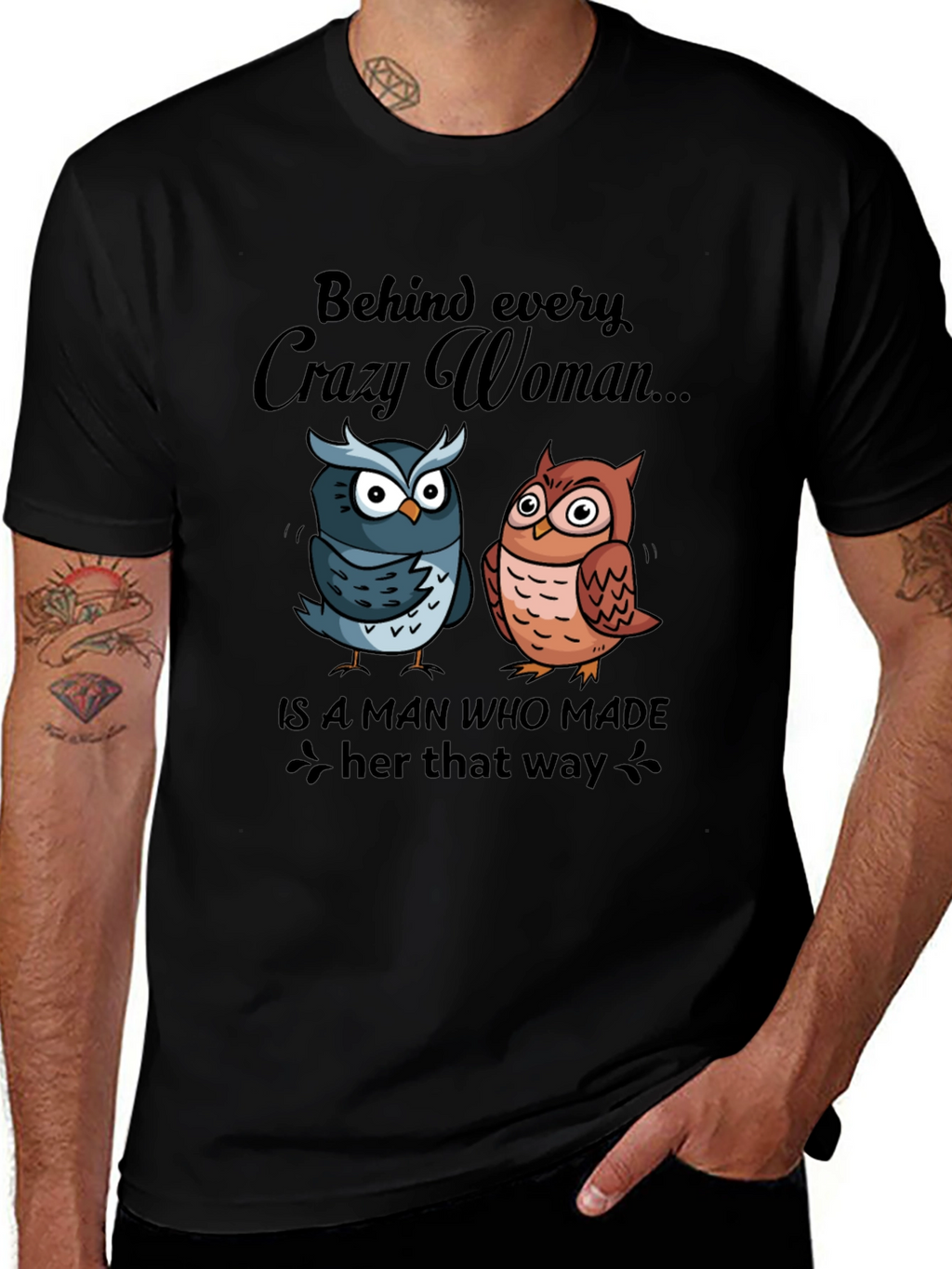 Crazy Woman Owl Graphic Tee
