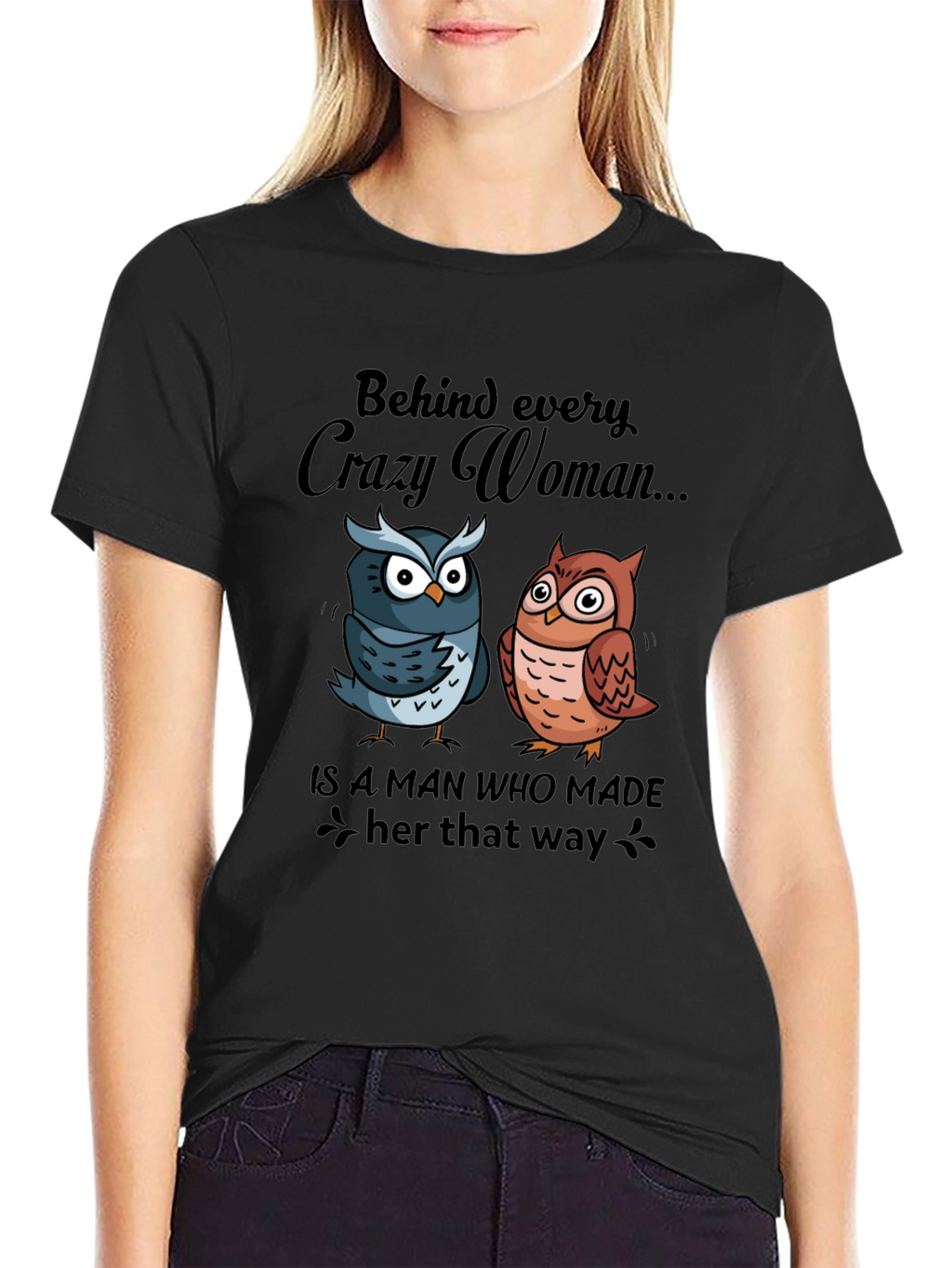 Crazy Woman Owl Graphic Tee