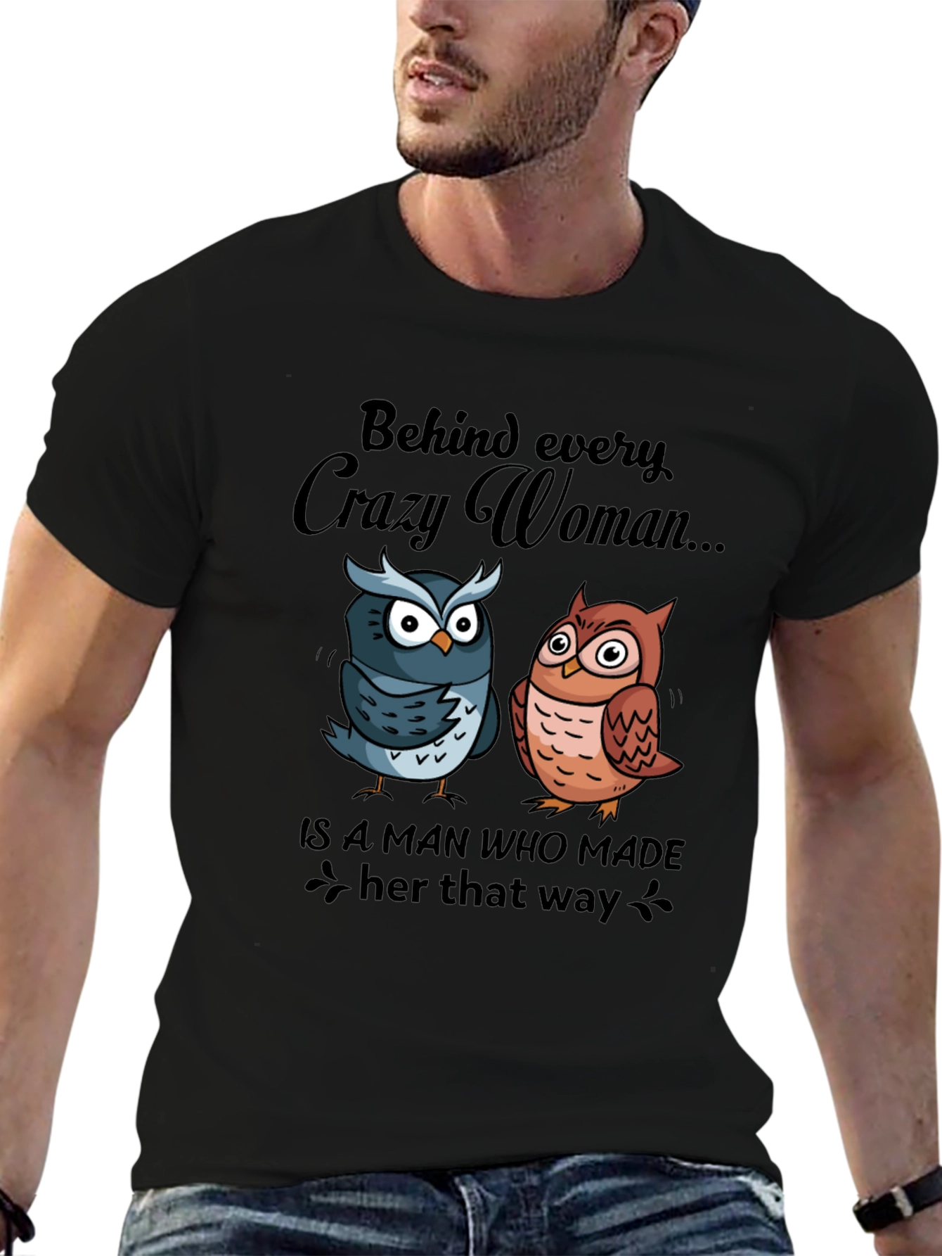 Crazy Woman Owl Graphic Tee