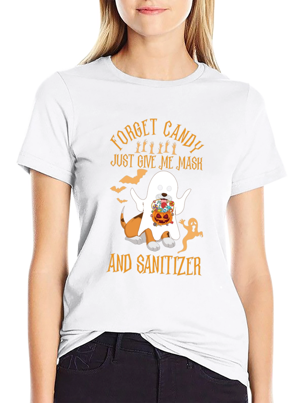 Halloween Dog Ghost T-Shirt: Mask & Sanitizer