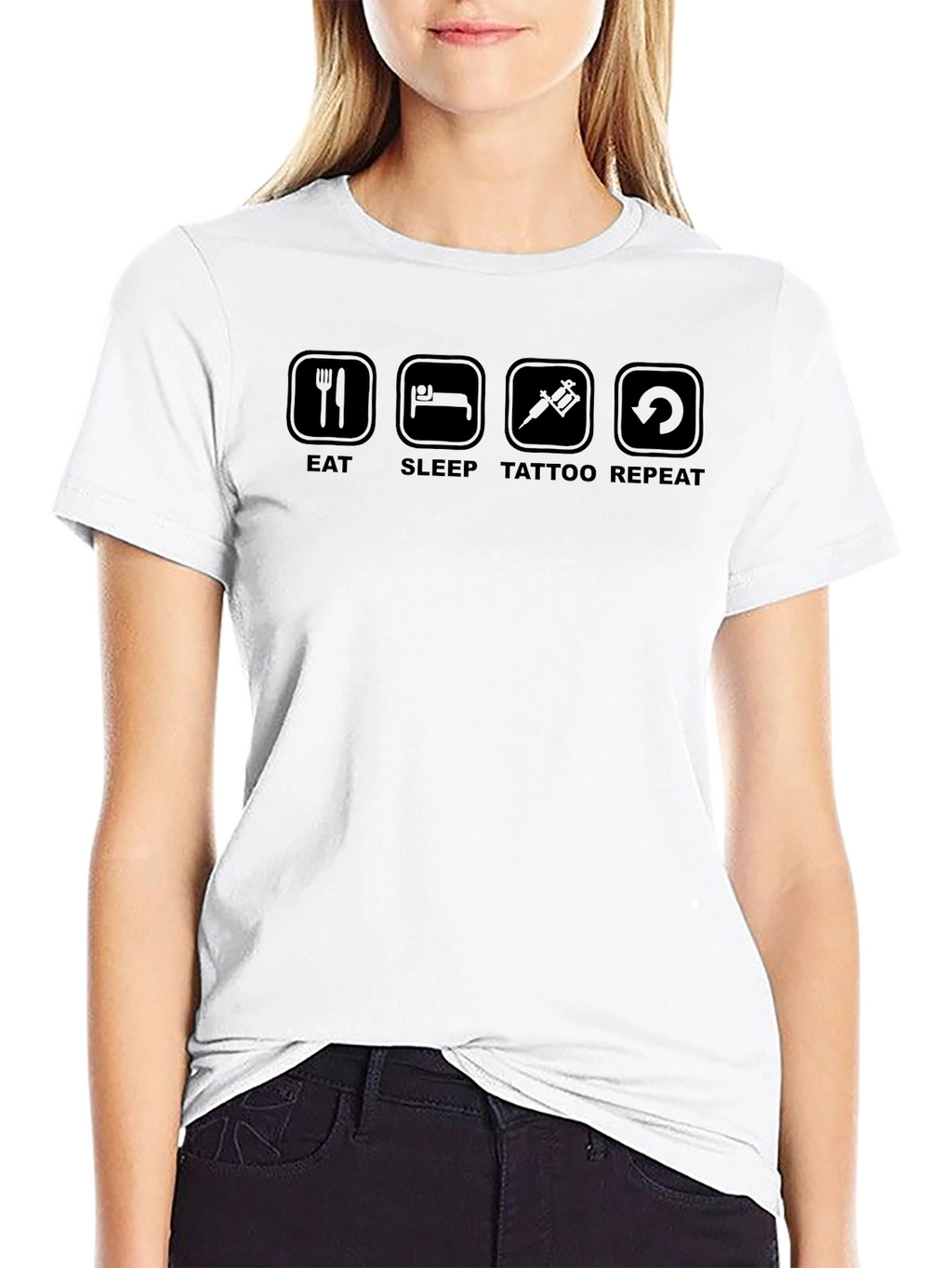 Eat Sleep Tattoo Repeat Black T-Shirt