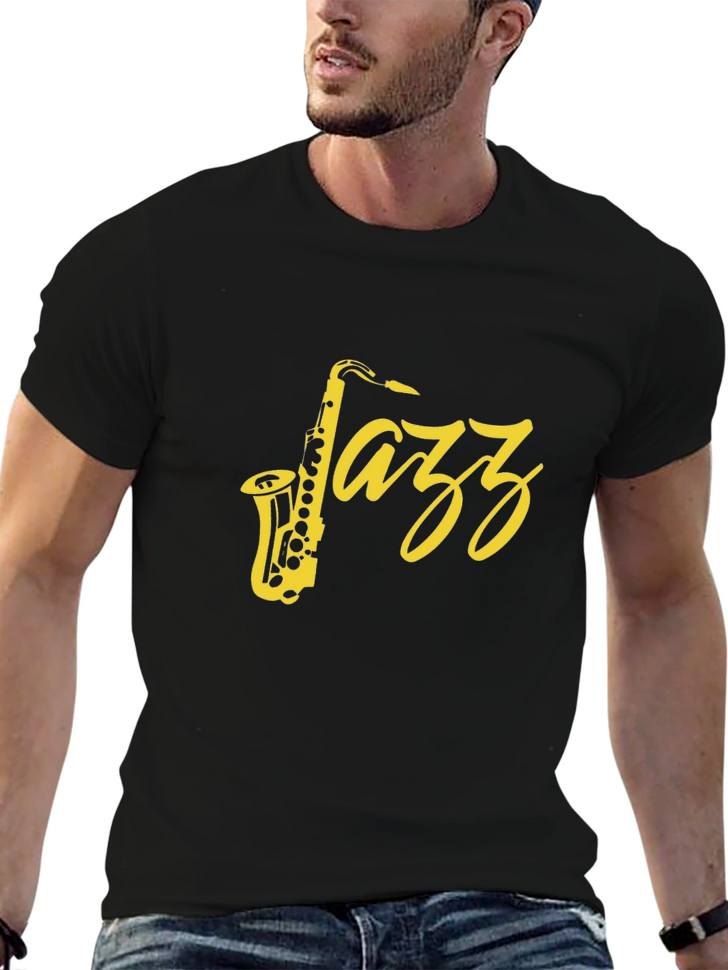 Black Jazz Saxophone Graphic T-Shirt
