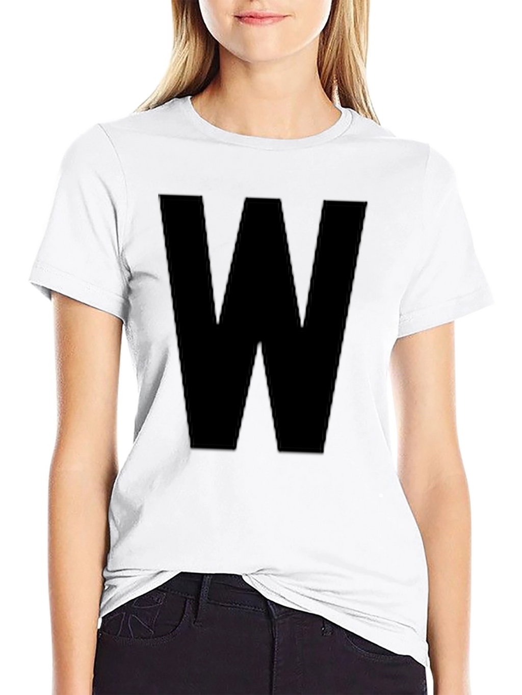 Bold Initial Tee - Black Letter W Graphic T-Shirt