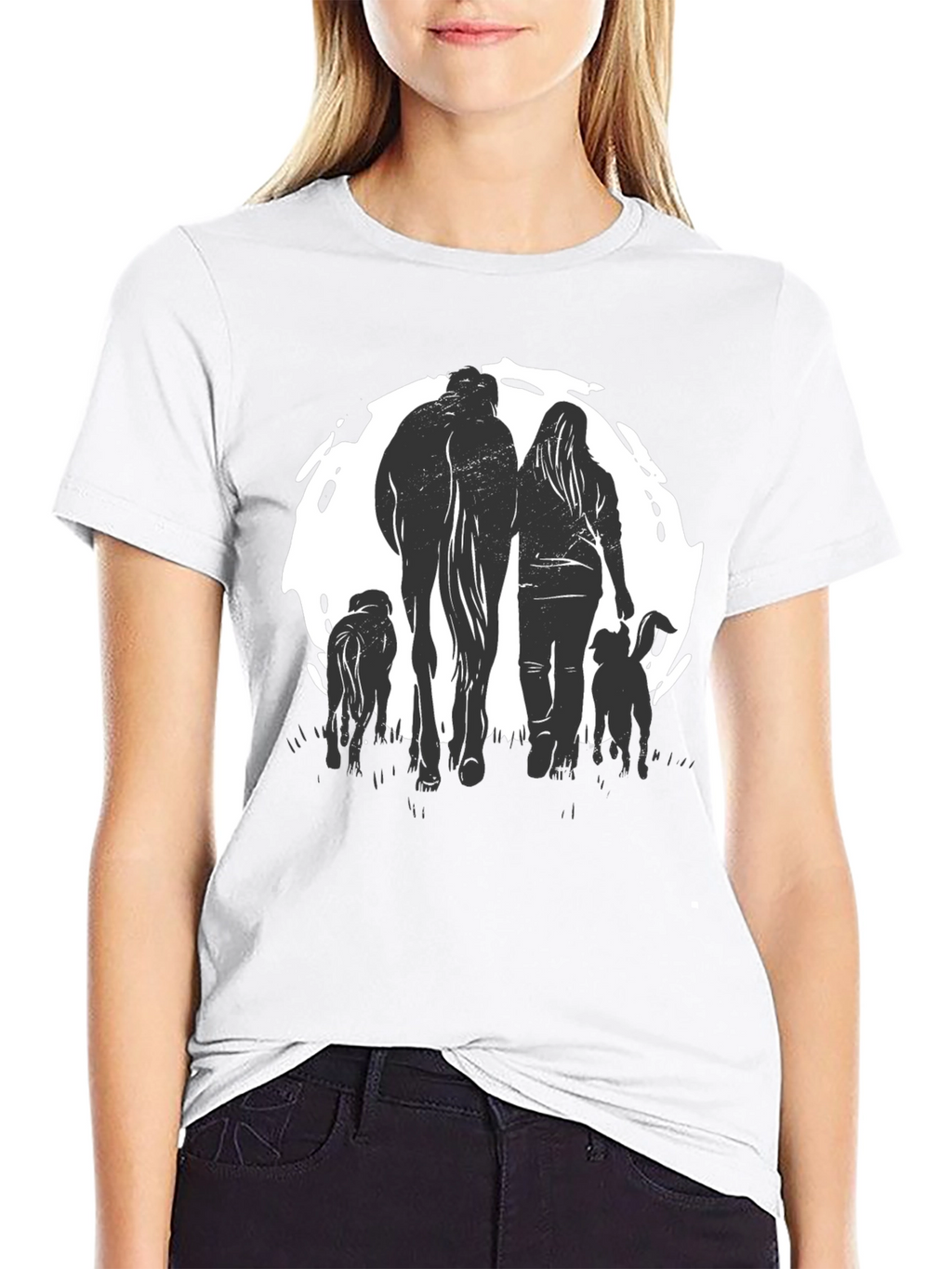 Horse Woman & Dogs Graphic Tee