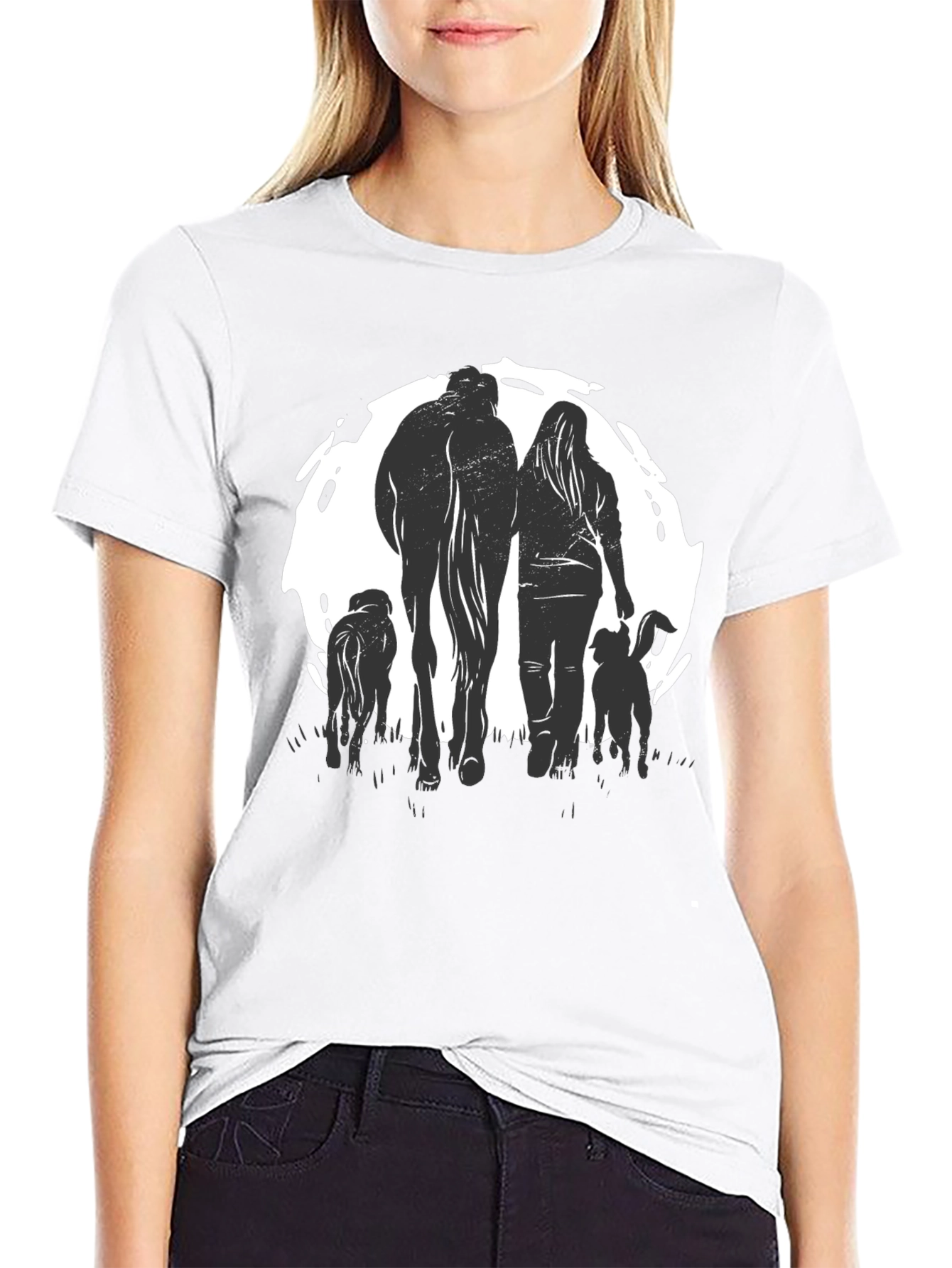 Horse Woman & Dogs Graphic Tee