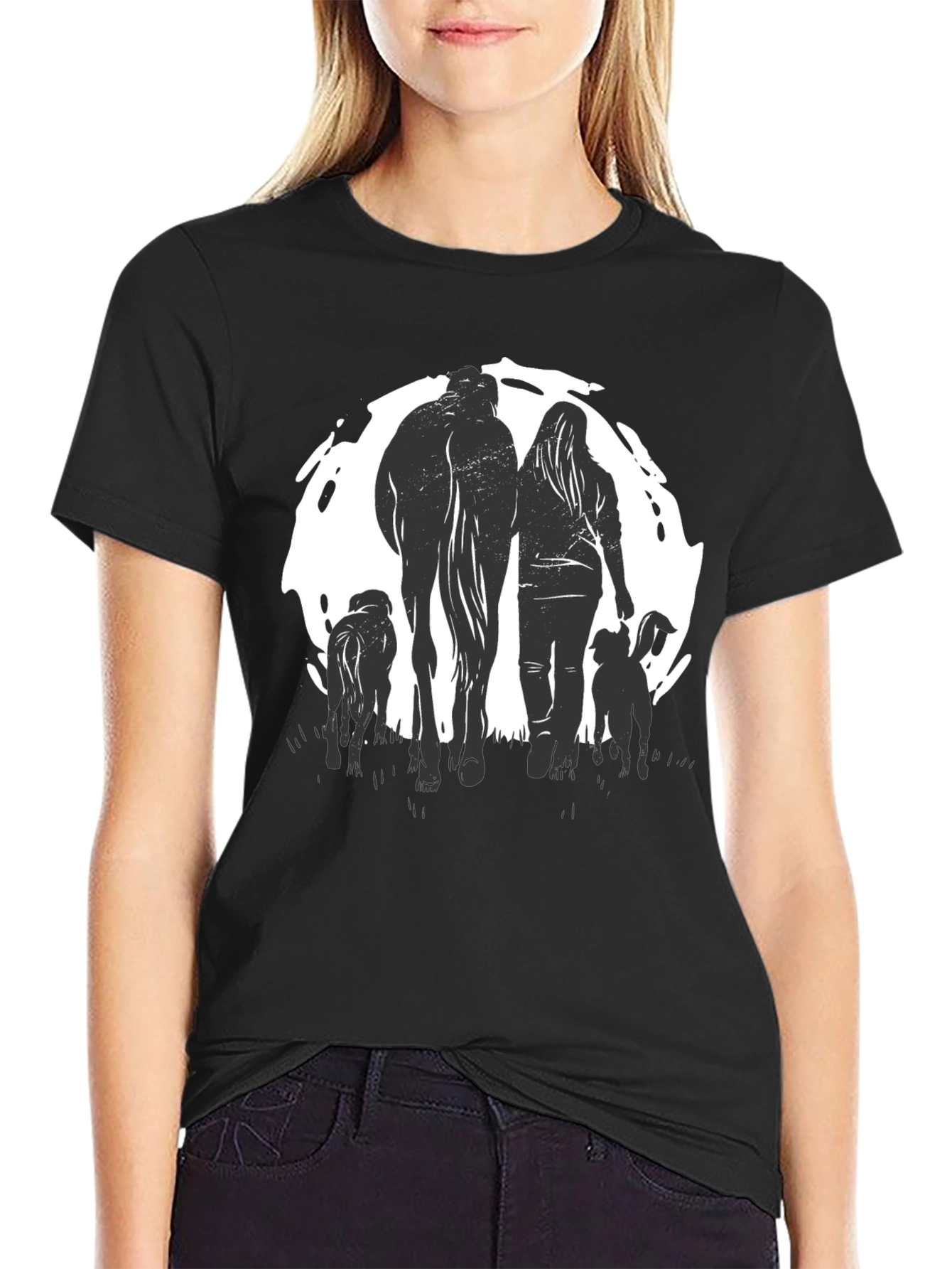 Horse Woman & Dogs Graphic Tee