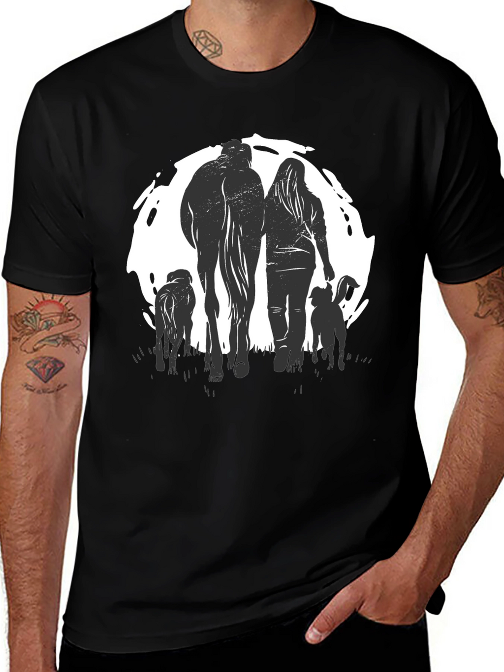 Horse Woman & Dogs Graphic Tee