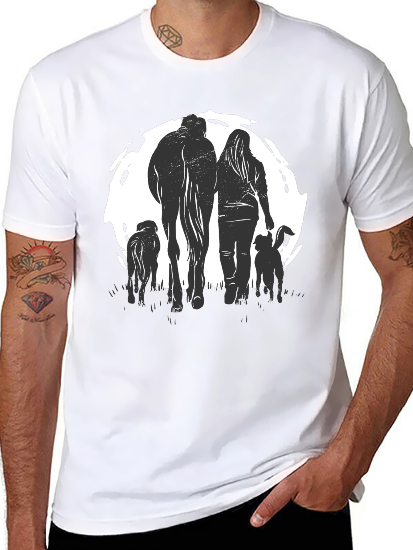 Horse Woman & Dogs Graphic Tee
