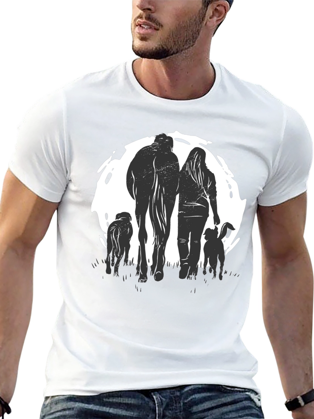 Horse Woman & Dogs Graphic Tee