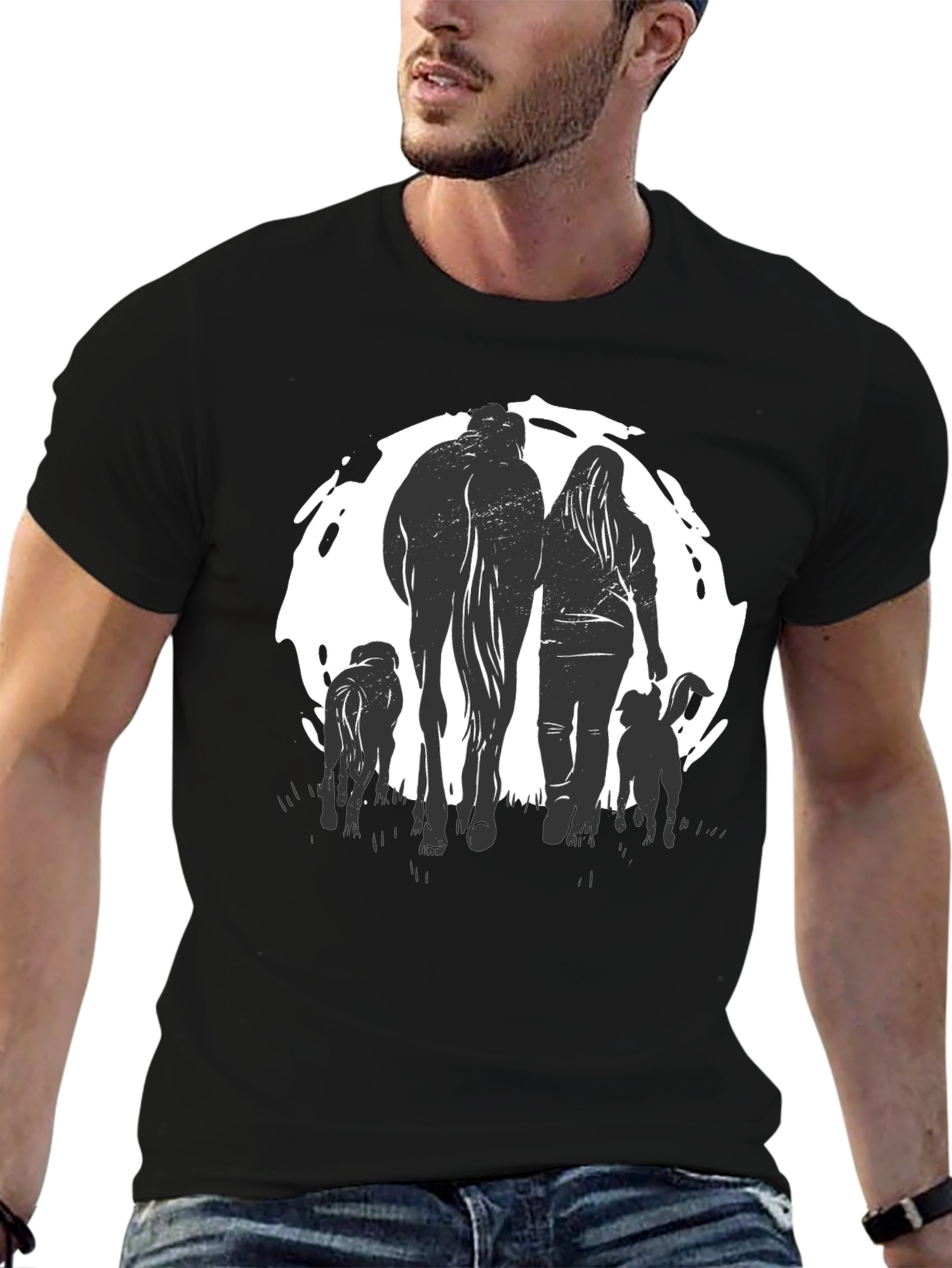 Horse Woman & Dogs Graphic Tee