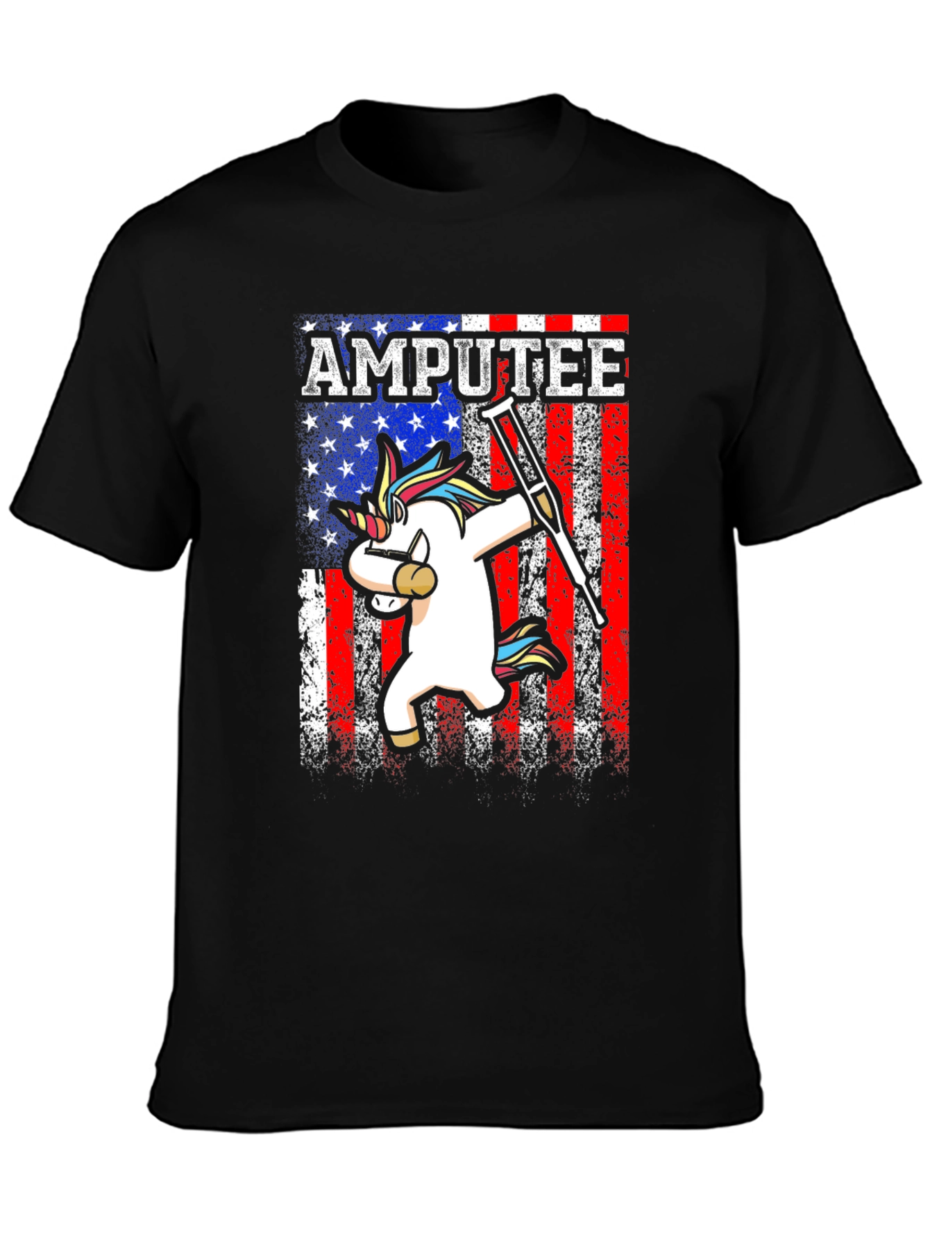 Amputee Unicorn USA Flag T-Shirt