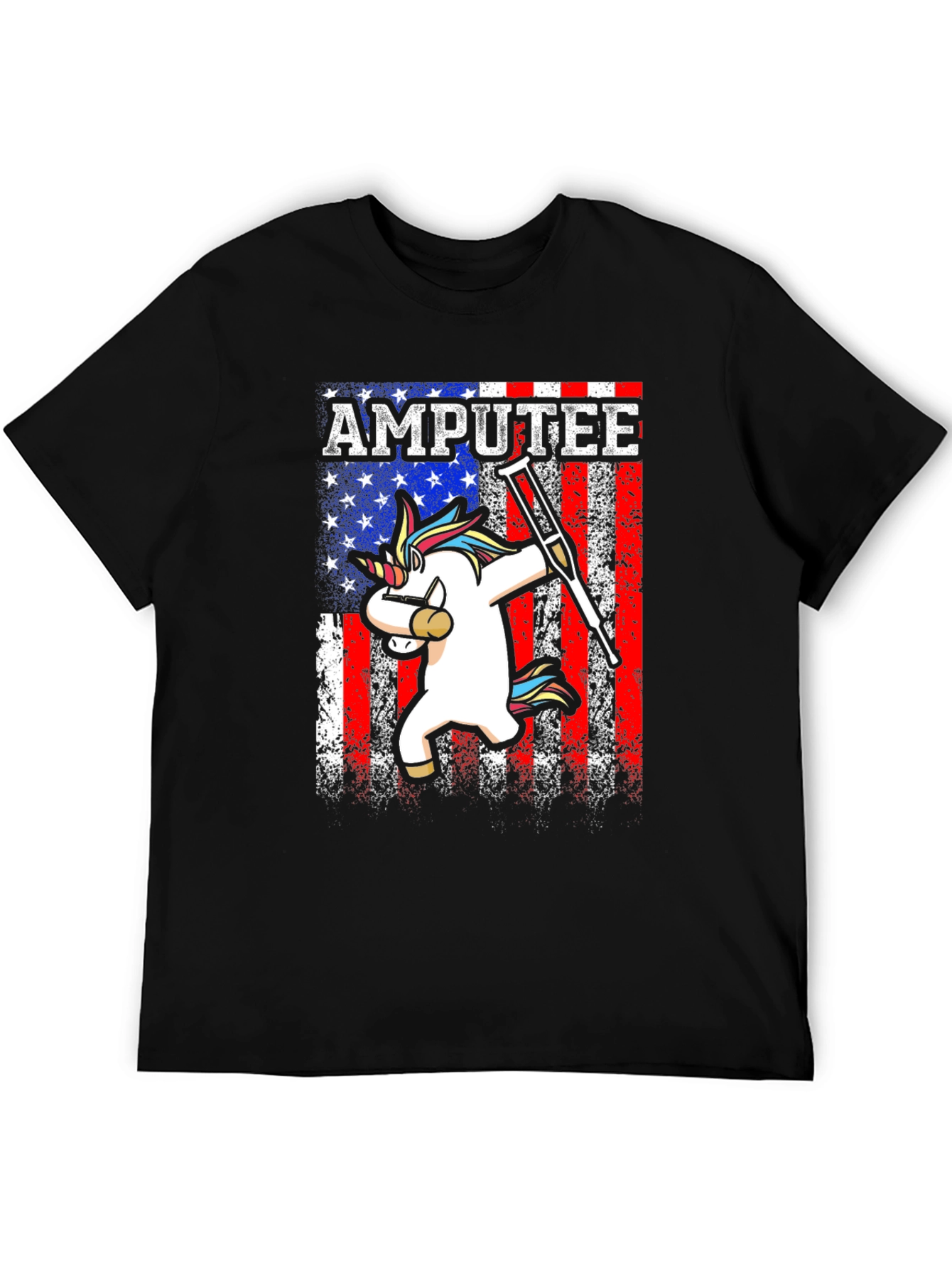 Amputee Unicorn USA Flag T-Shirt