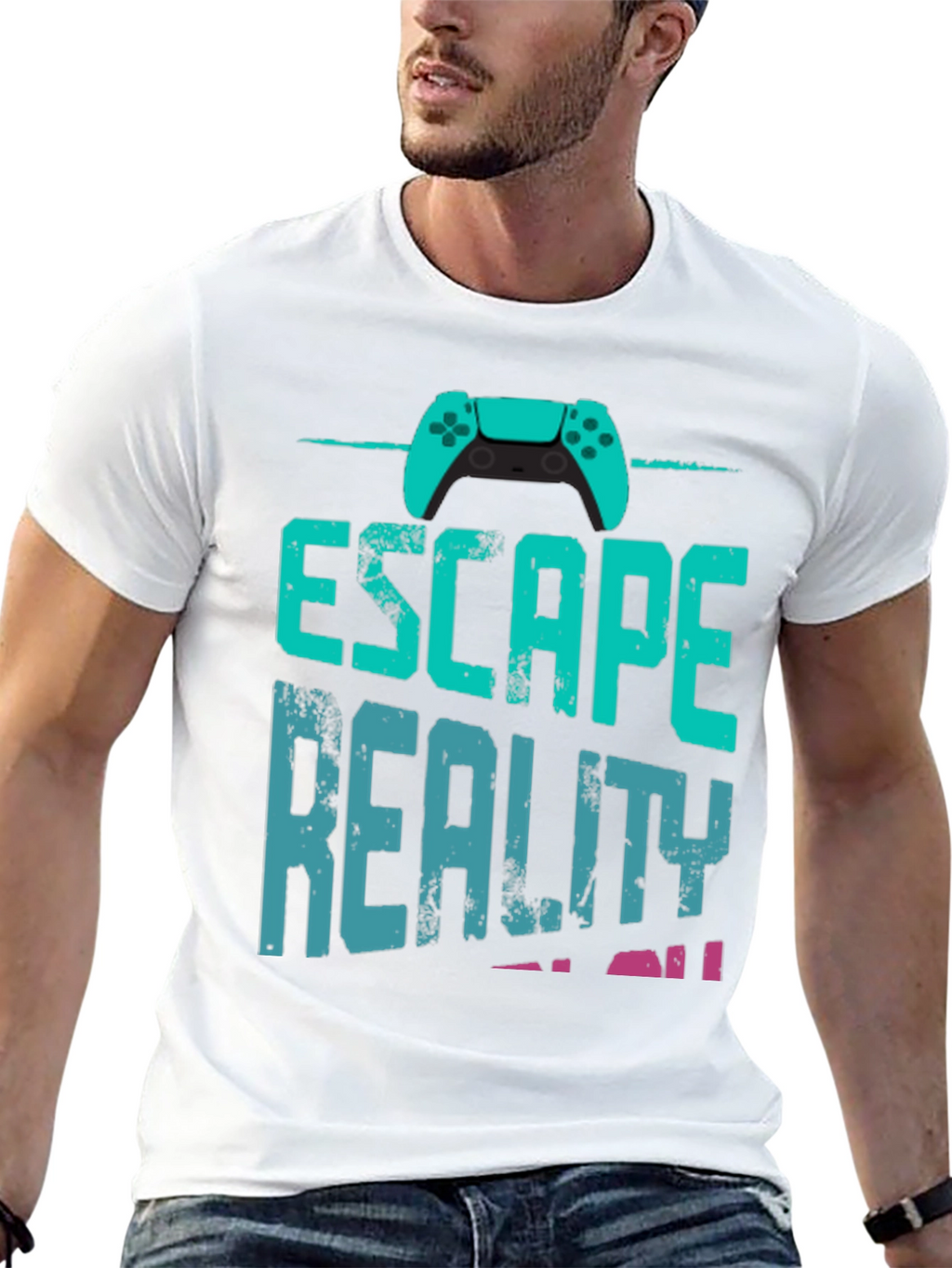 Escape Reality Gamer T-Shirt - Black Cotton Blend
