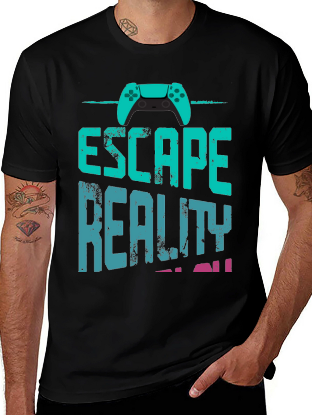 Escape Reality Gamer T-Shirt - Black Cotton Blend
