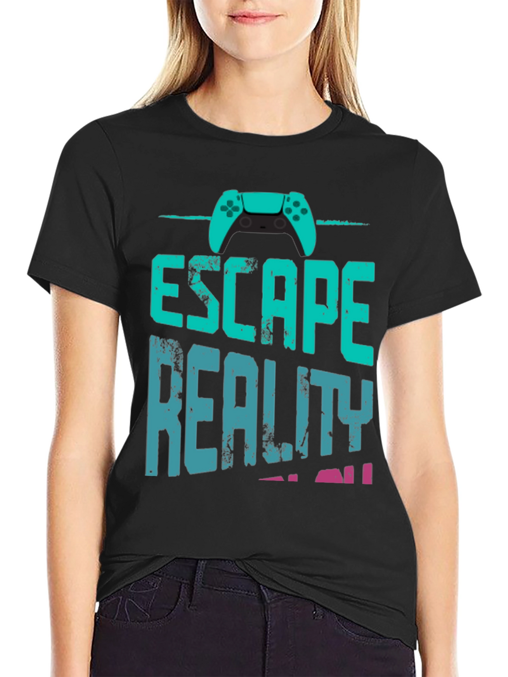 Escape Reality Gamer T-Shirt - Black Cotton Blend