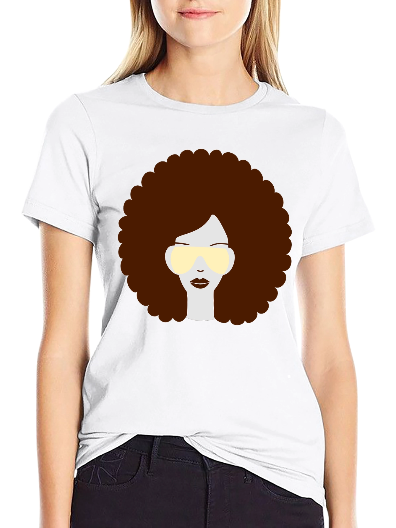 Retro Afro Hairstyle Graphic Tee - Black