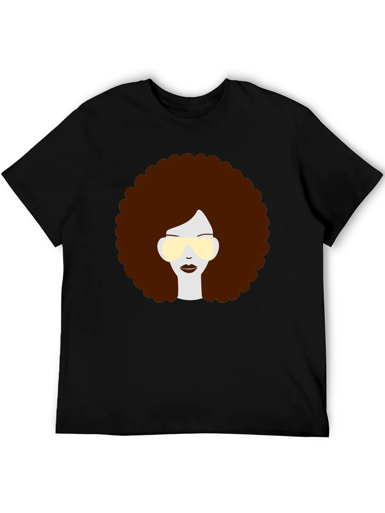 Retro Afro Hairstyle Graphic Tee - Black