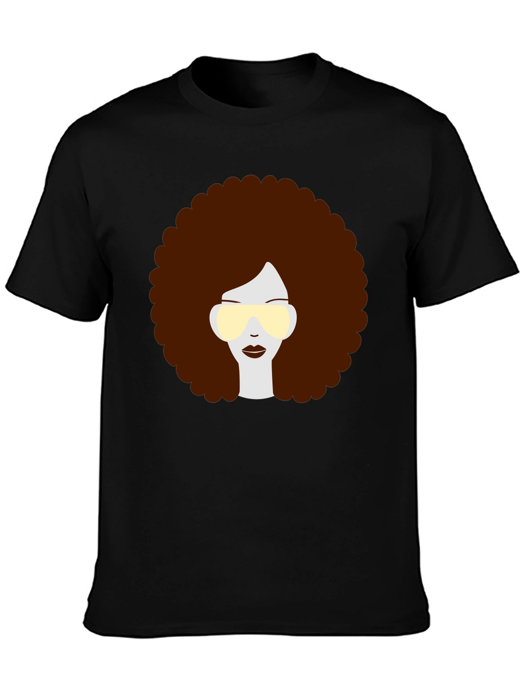Retro Afro Hairstyle Graphic Tee - Black