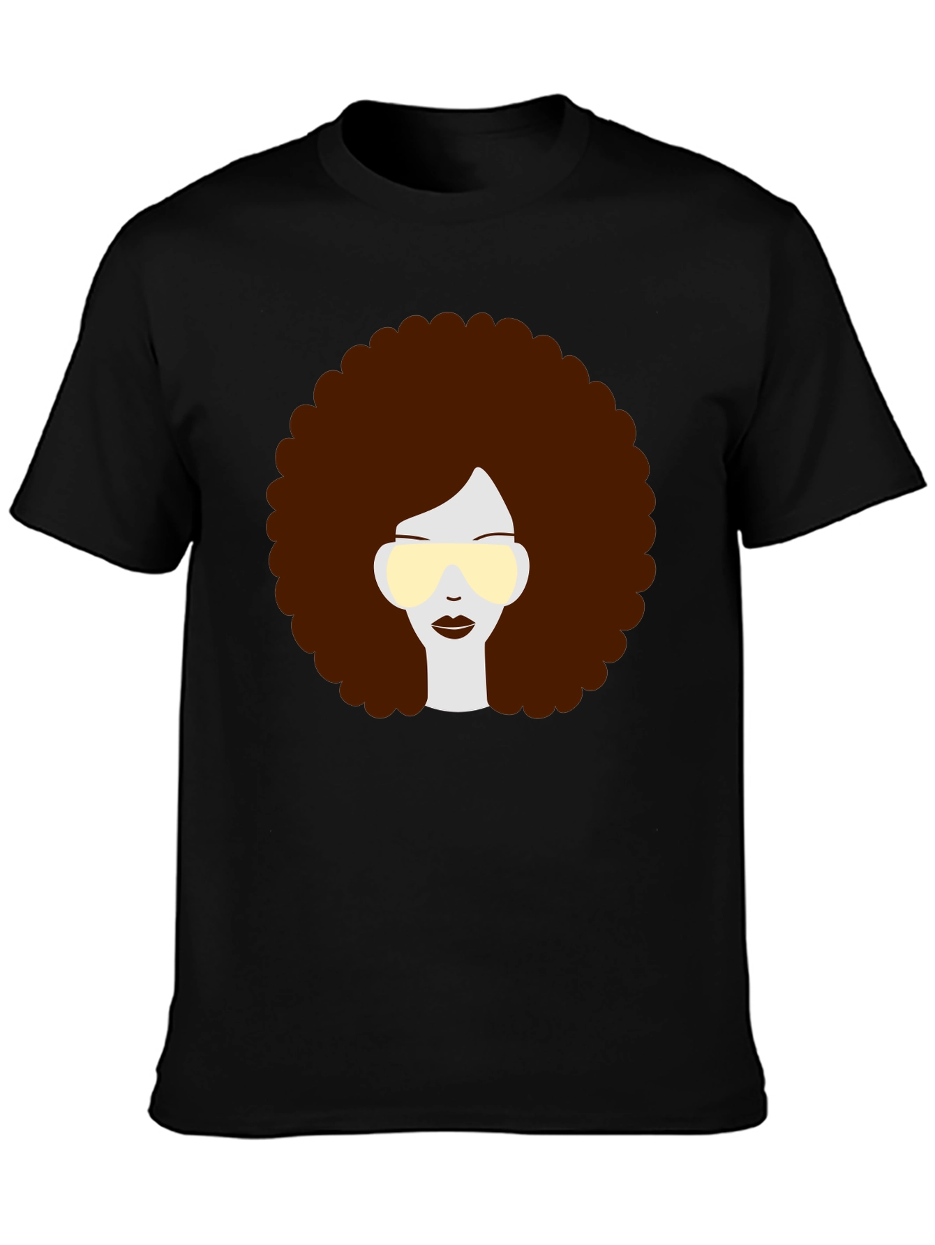 Retro Afro Hairstyle Graphic Tee - Black