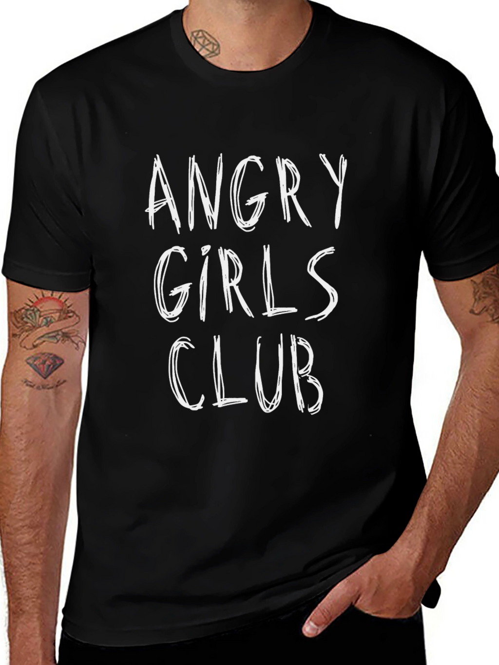 Angry Girls Club Black Graphic Tee