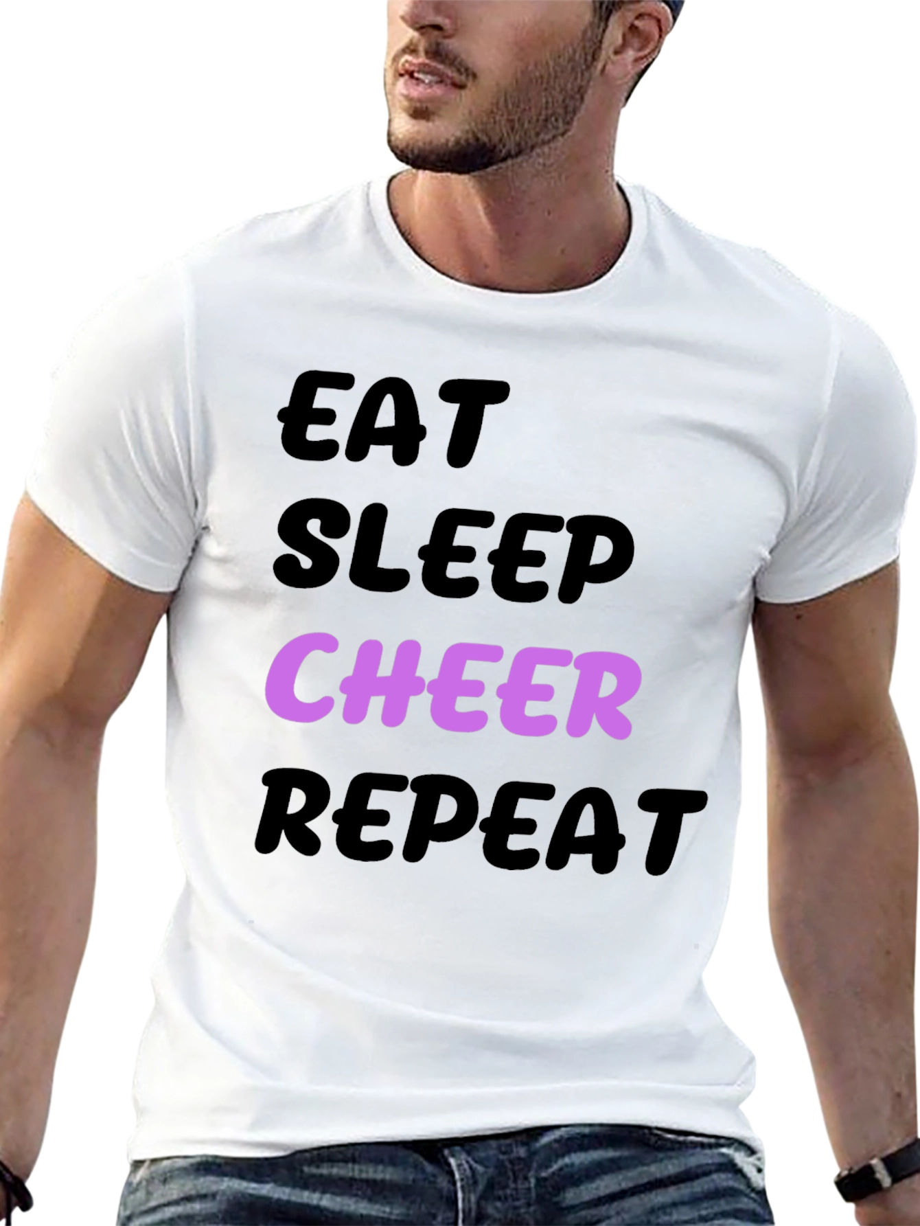Eat Sleep Cheer Repeat Black T-Shirt