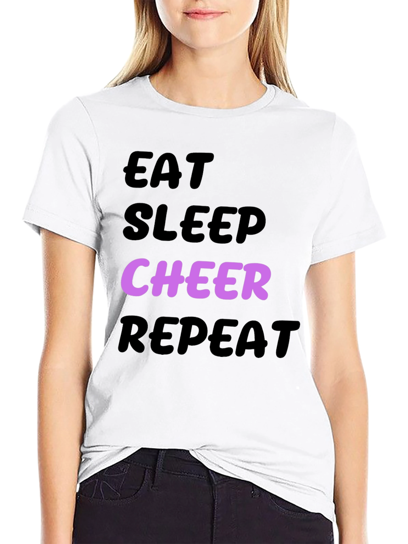 Eat Sleep Cheer Repeat Black T-Shirt