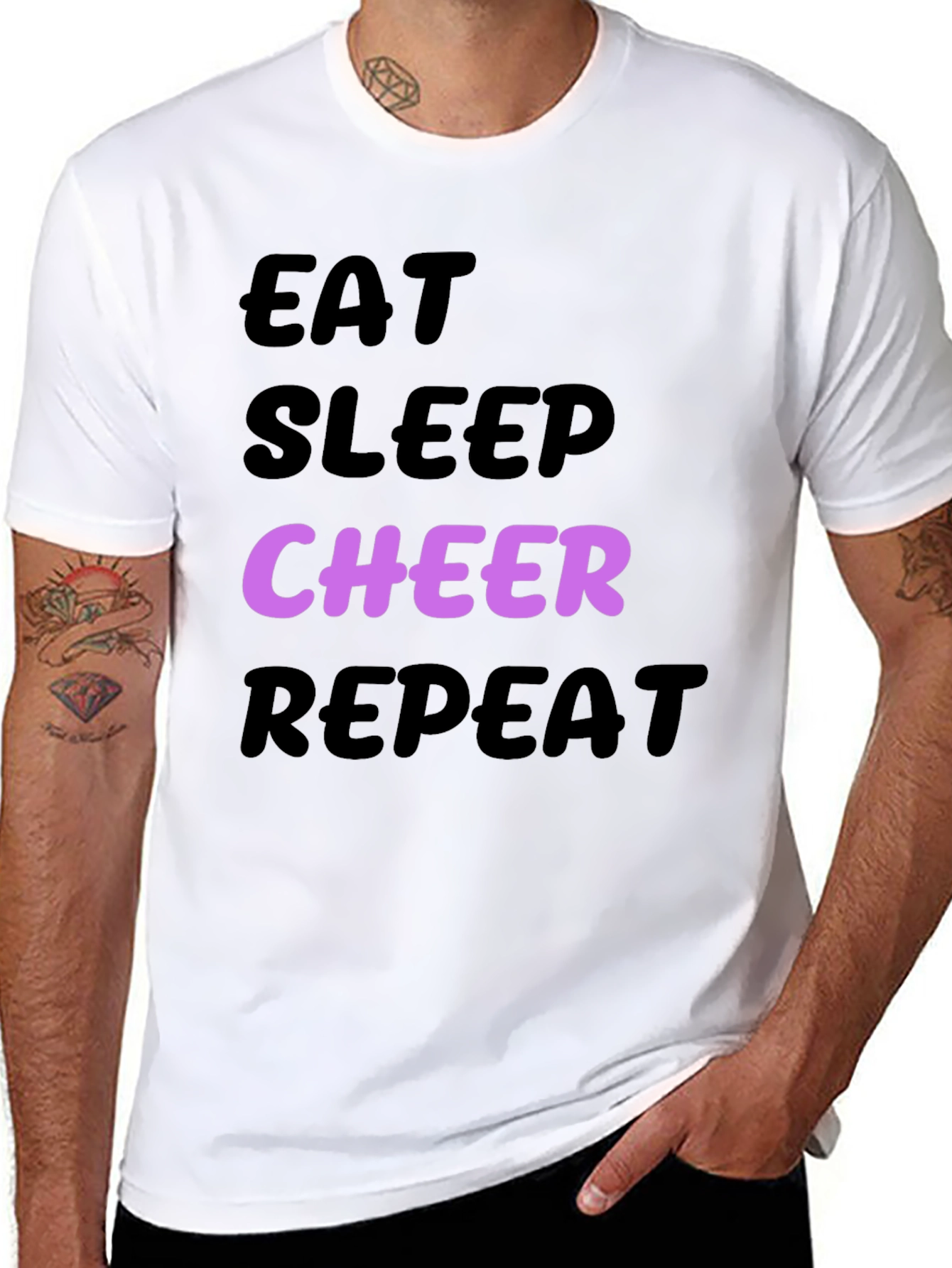 Eat Sleep Cheer Repeat Black T-Shirt