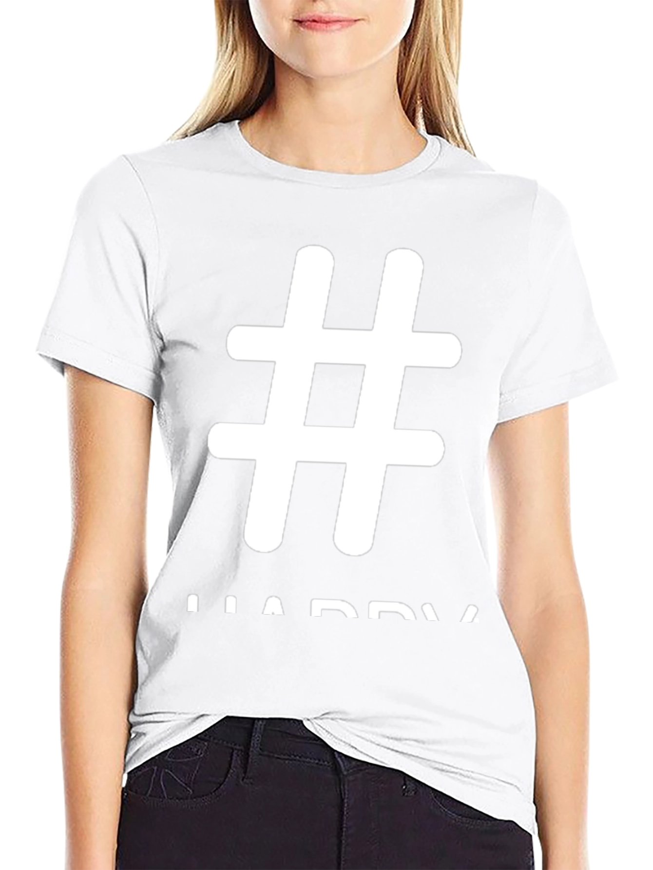 Hashtag Happy Black T-Shirt | Casual Wear