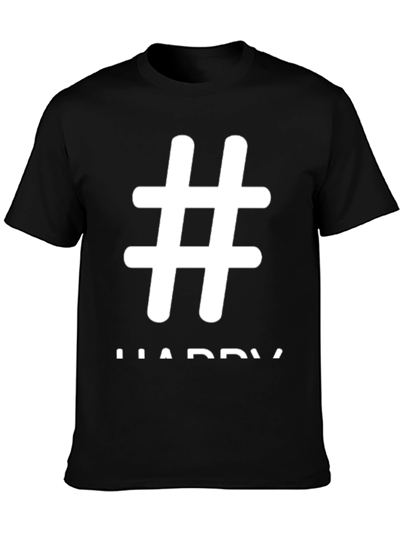 Hashtag Happy Black T-Shirt | Casual Wear