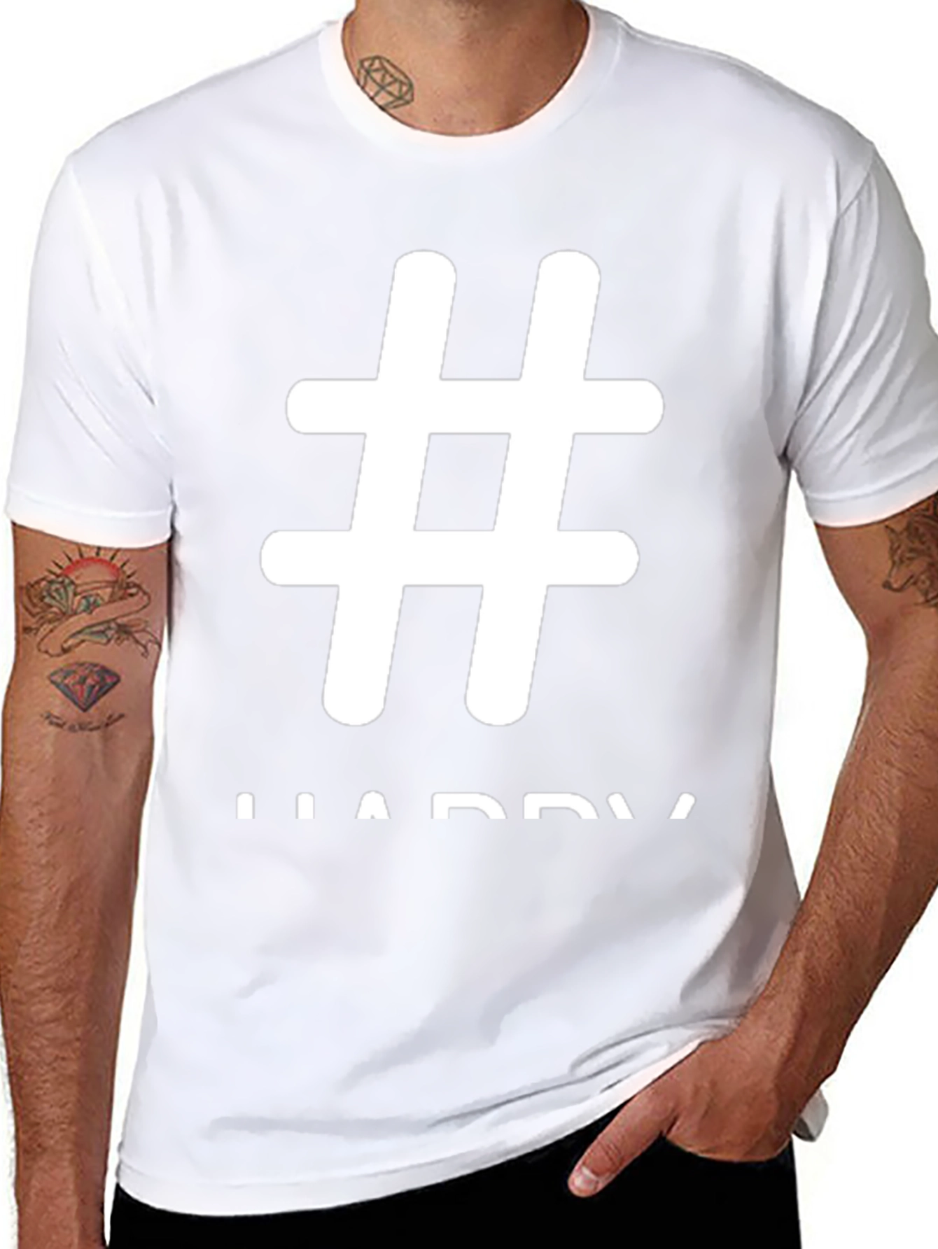 Hashtag Happy Black T-Shirt | Casual Wear
