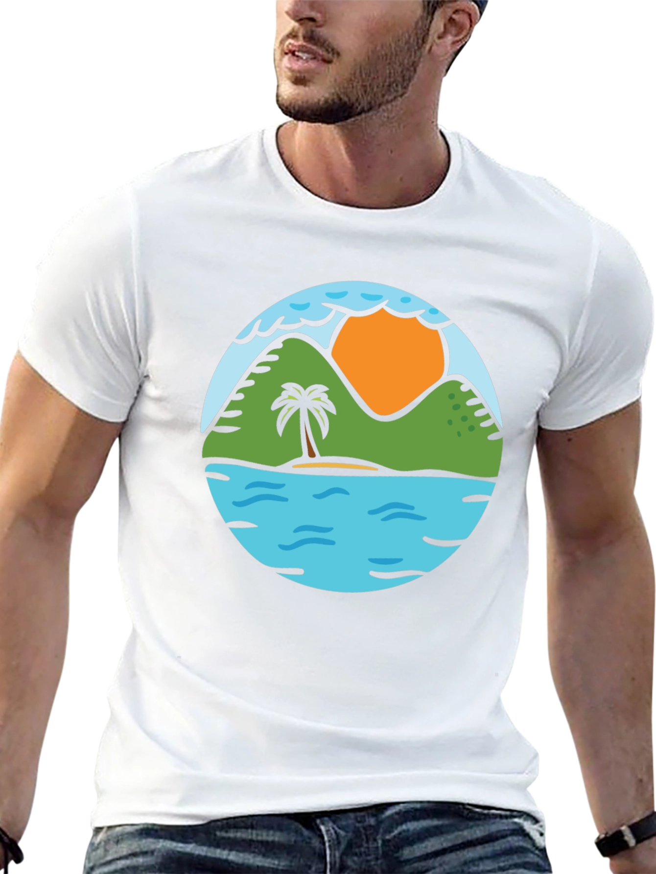 Island Scene Graphic Tee - Tropical Vibe