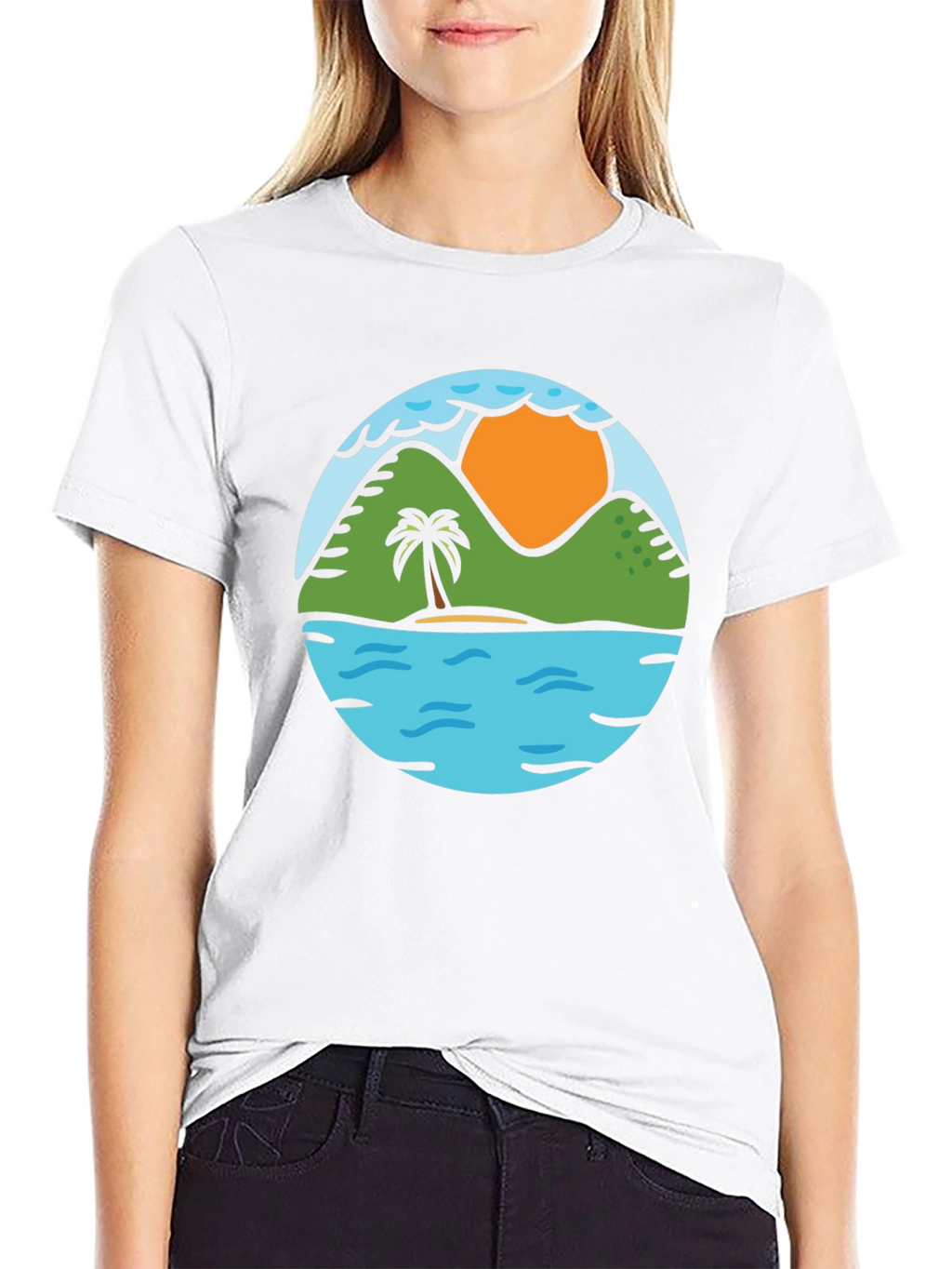 Island Scene Graphic Tee - Tropical Vibe