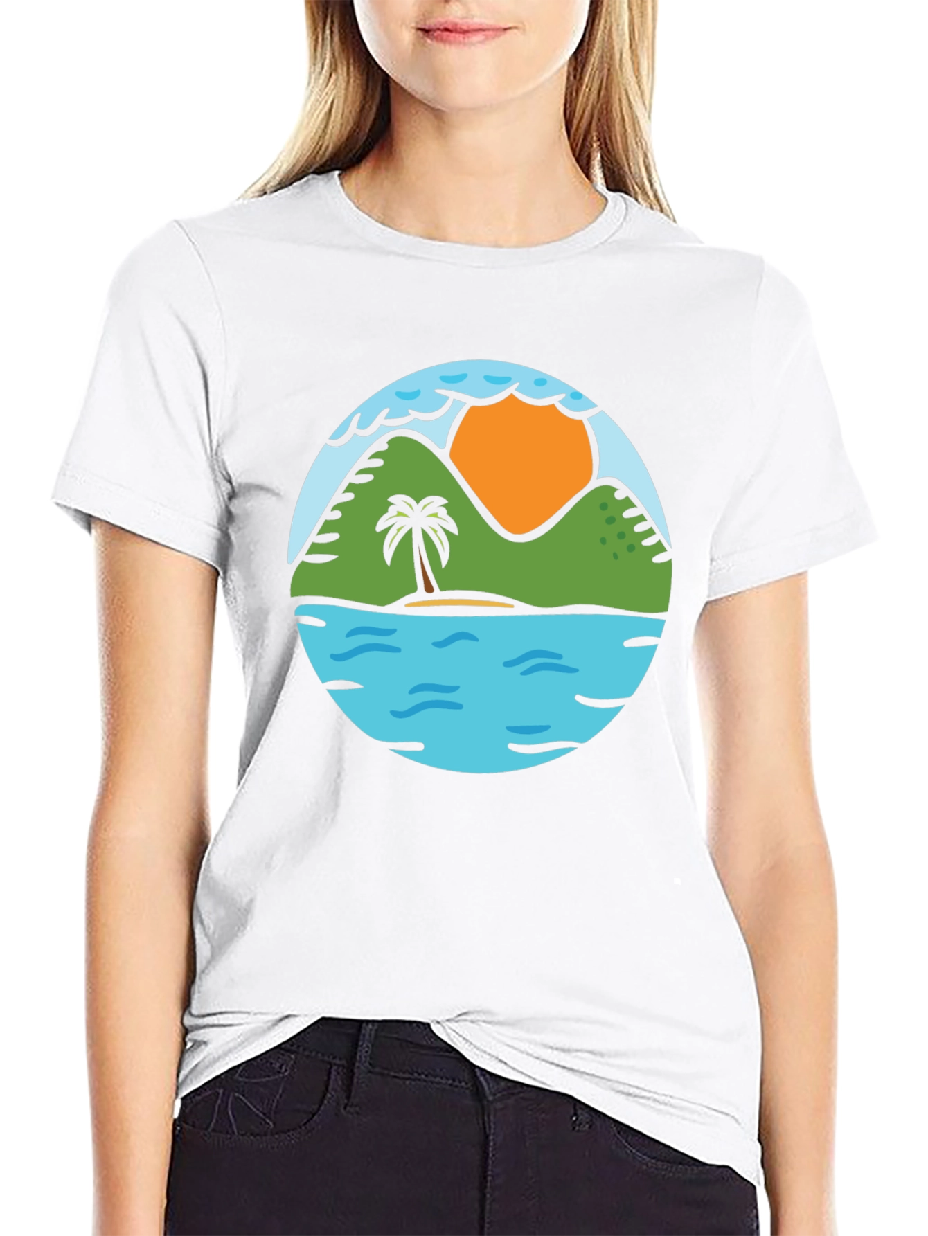 Island Scene Graphic Tee - Tropical Vibe