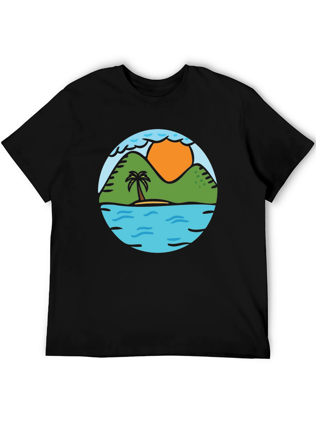 Island Scene Graphic Tee - Tropical Vibe