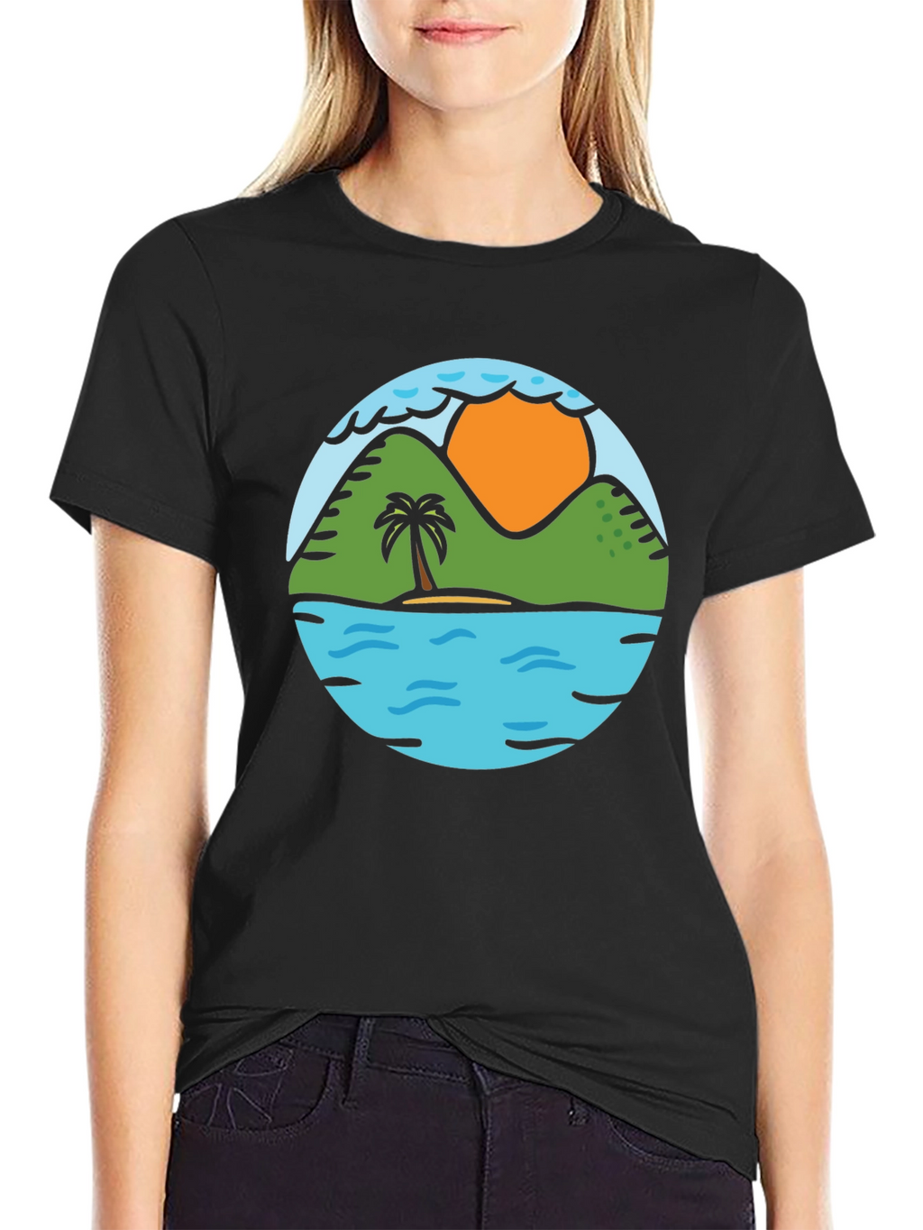 Island Scene Graphic Tee - Tropical Vibe
