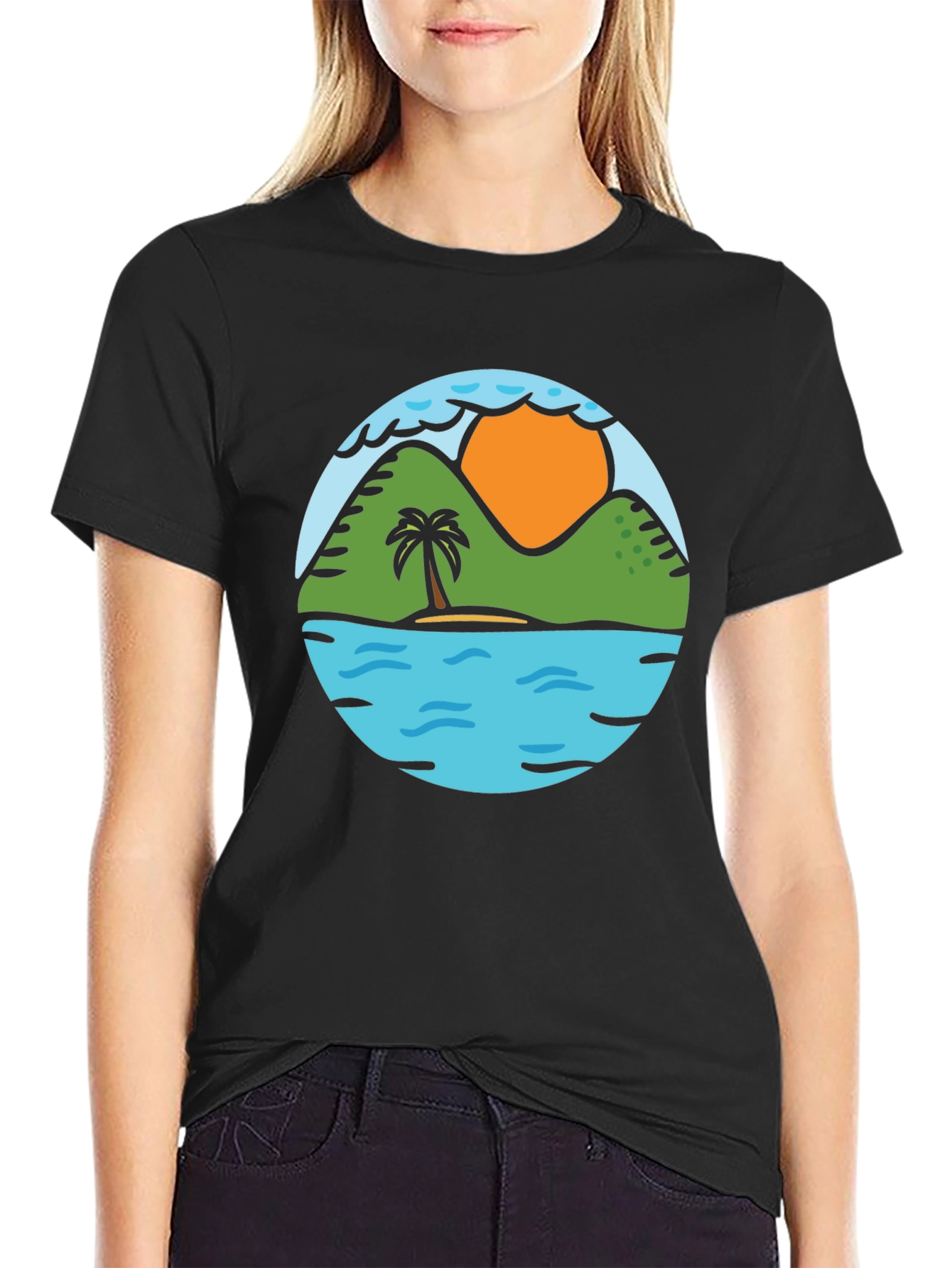 Island Scene Graphic Tee - Tropical Vibe